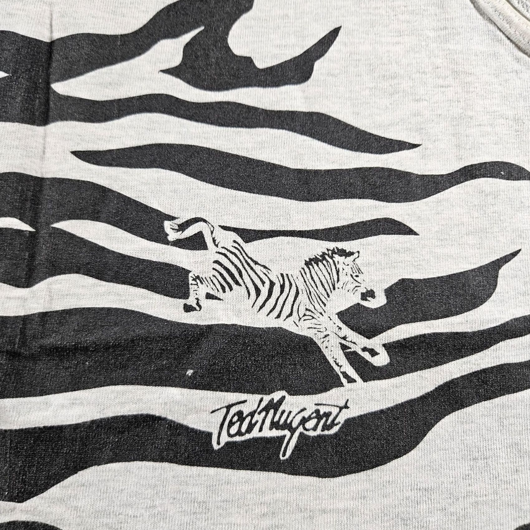 Fruit Of The Loom VINTAGE Fruit Of The Loom Shirt Mens L Gray Ted Nugent Zebra Tank 80s Rock Music Shirt Mens Size US L / EU 52-54 / 3 - 3 Thumbnail