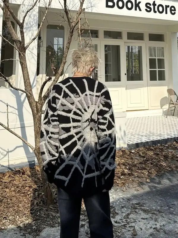 VIBE Spider Web Sweater Pullover y2k Size US L / EU 52-54 / 3 - 3 Thumbnail