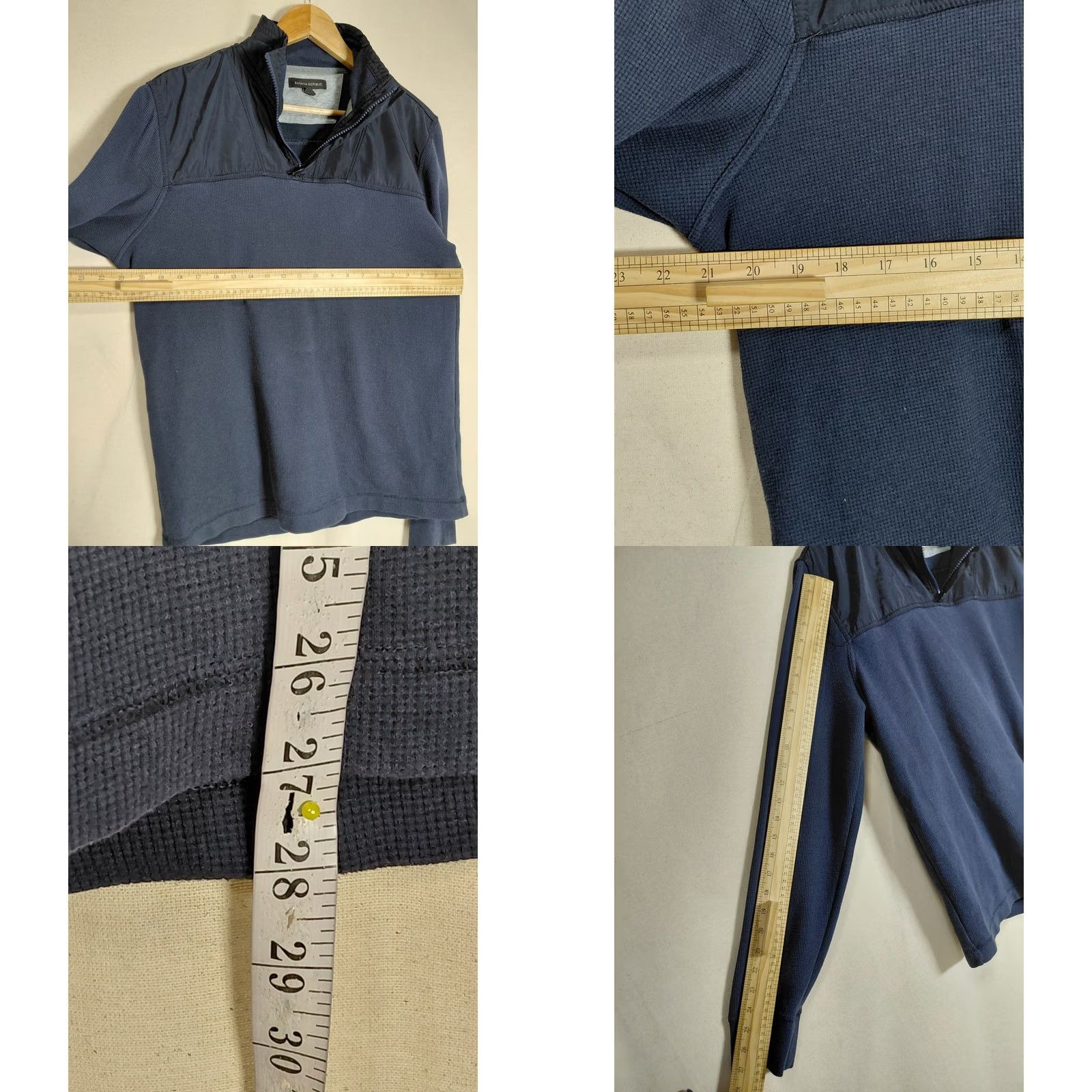 Banana Republic Banana Republic Top Mens L Blue Knit Pullover Long Sleeve Solid Collared Size Size US L / EU 52-54 / 3 - 8 Thumbnail