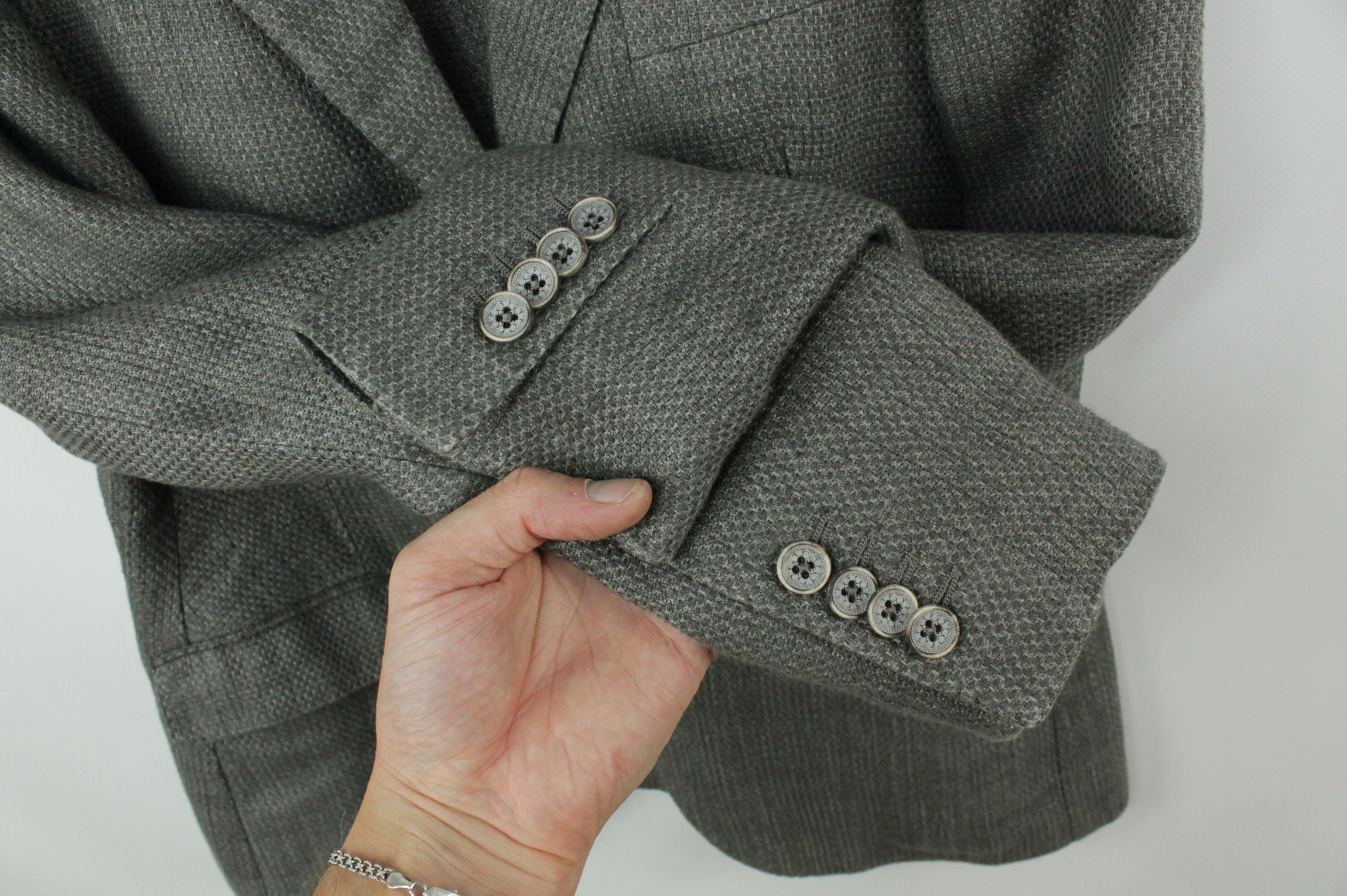 Tagliatore Tagliatore Women's Gray Linen Slim Fit Blazer Jacket Size M / US 6-8 / IT 42-44 - 4 Thumbnail
