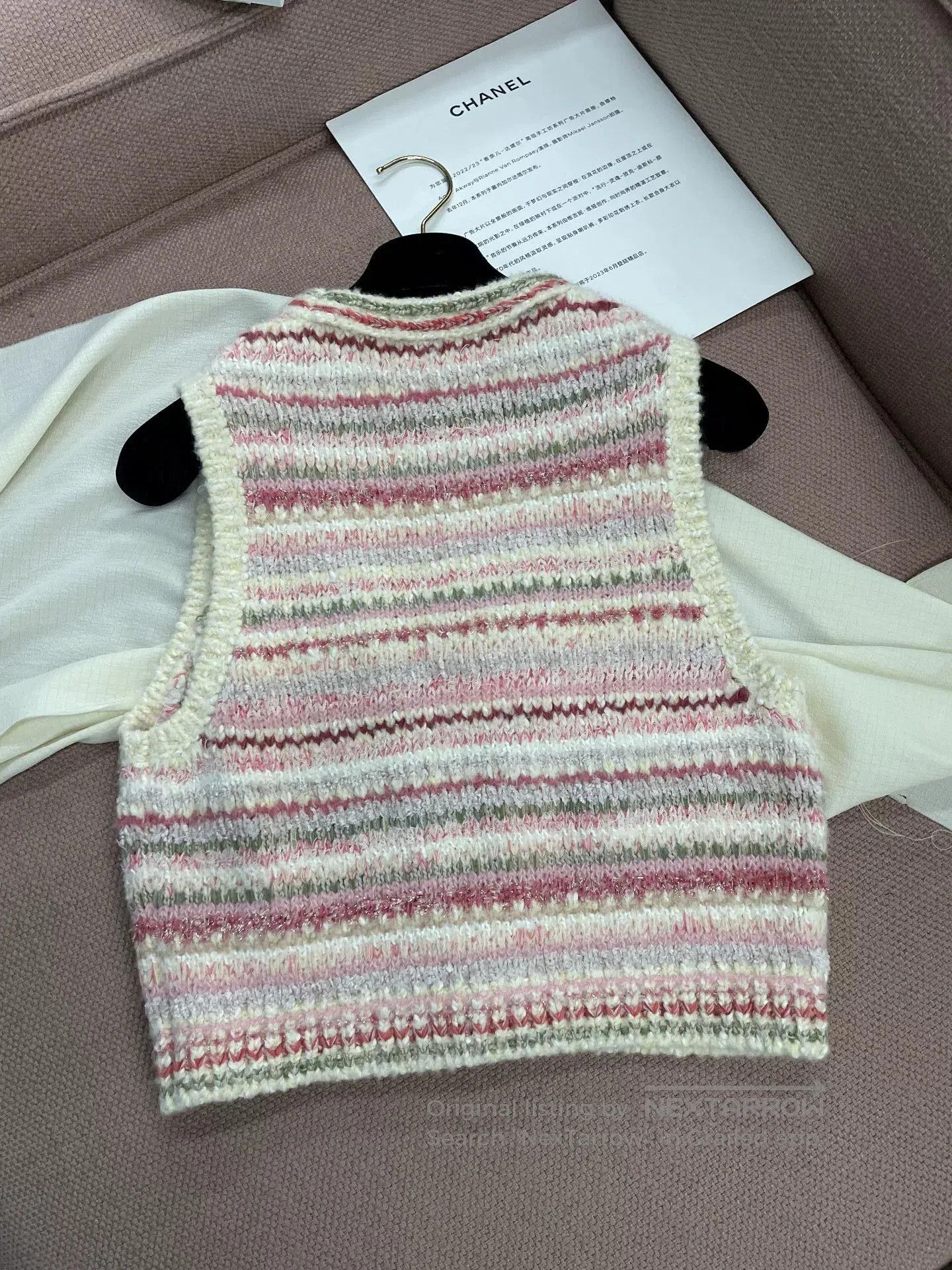 Chanel Chanel Pink Stripe Bow Button Vest. Size US S / EU 44-46 / 1 - 3 Thumbnail