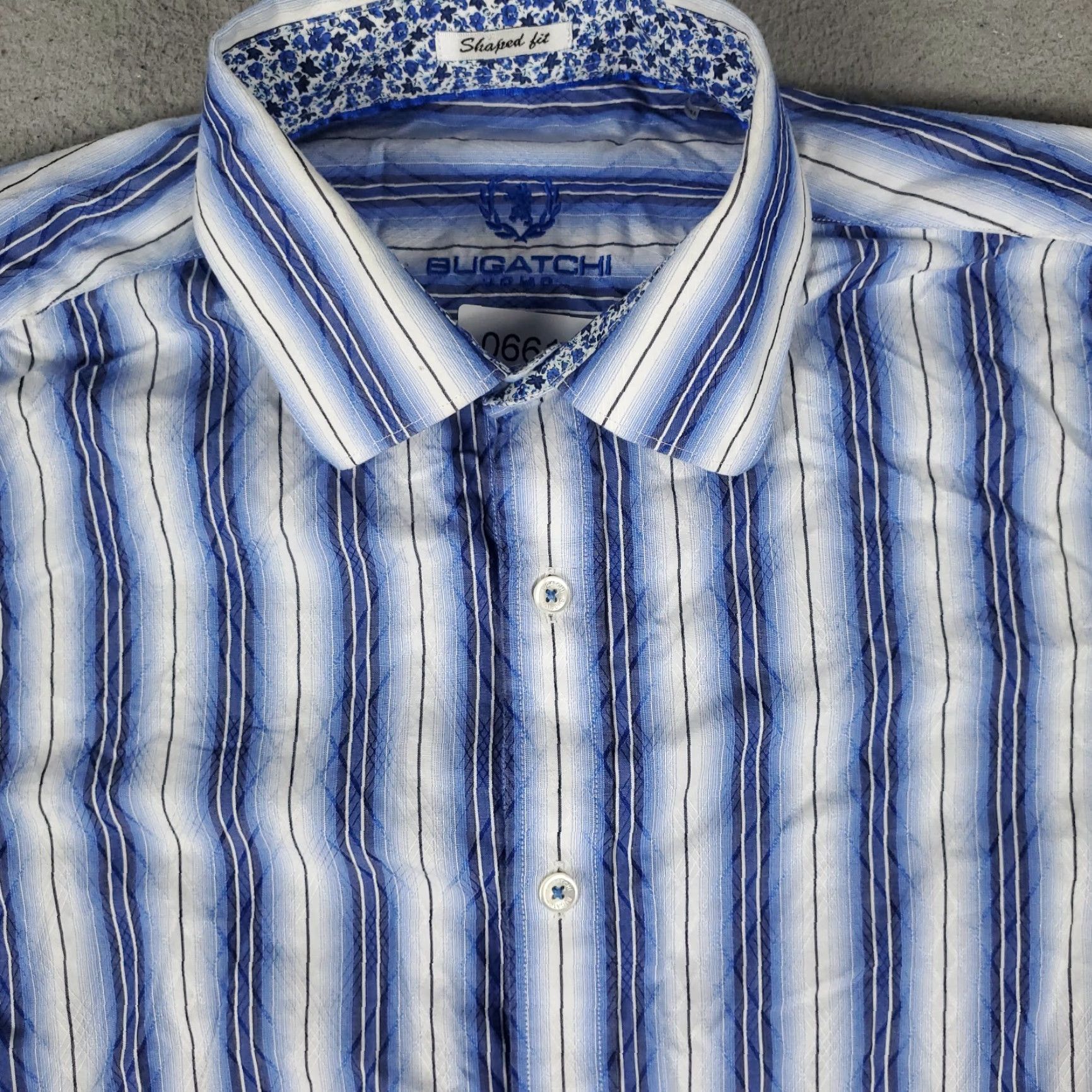 BUGATCHI Bugatchi Uomo Button-Up Shirt Mens Medium Blue Striped Long Sleeve Size US M / EU 48-50 / 2 - 2 Thumbnail