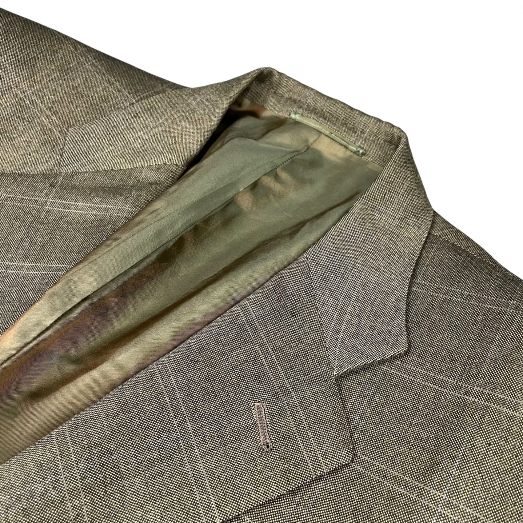 Vintage Luciano Barbera Men's Blazer Brown Plaid 100% Wool 46R US 56 EU Italy Size 46R - 2 Thumbnail