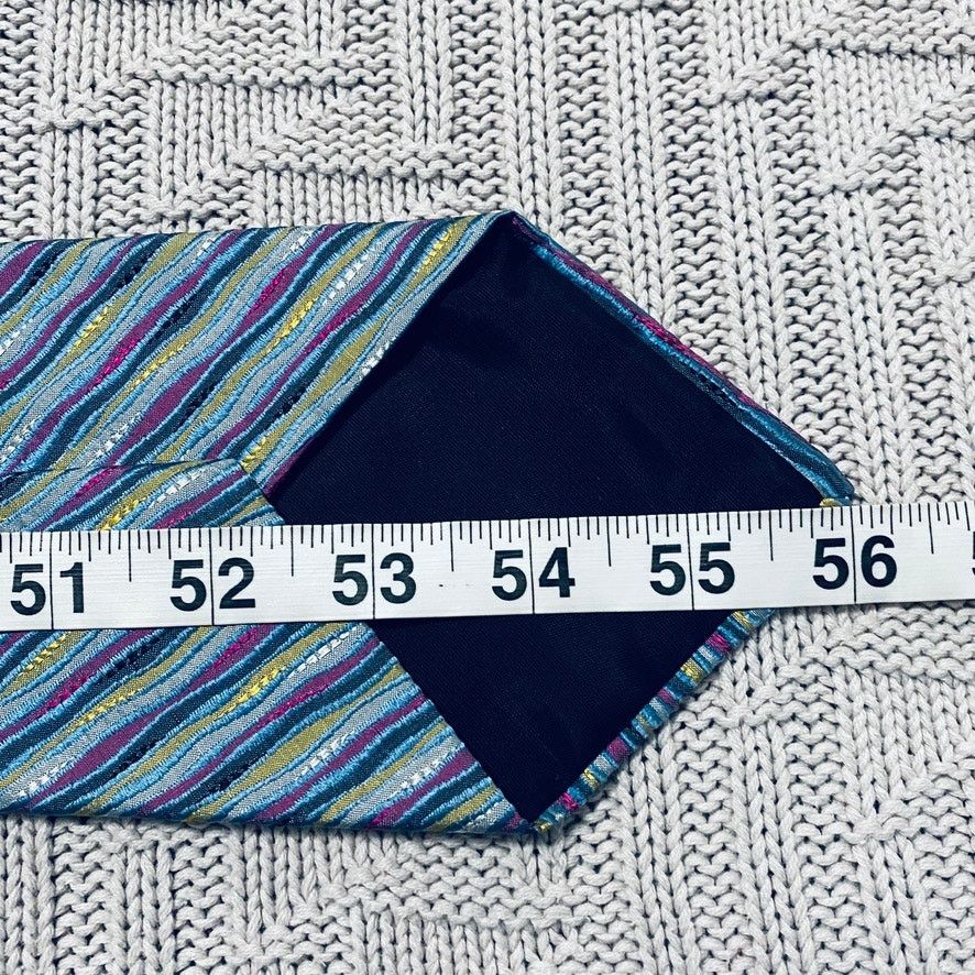 Vintage Vintage Ohrbach's Italian silk purple striped tie Size ONE SIZE - 4 Thumbnail