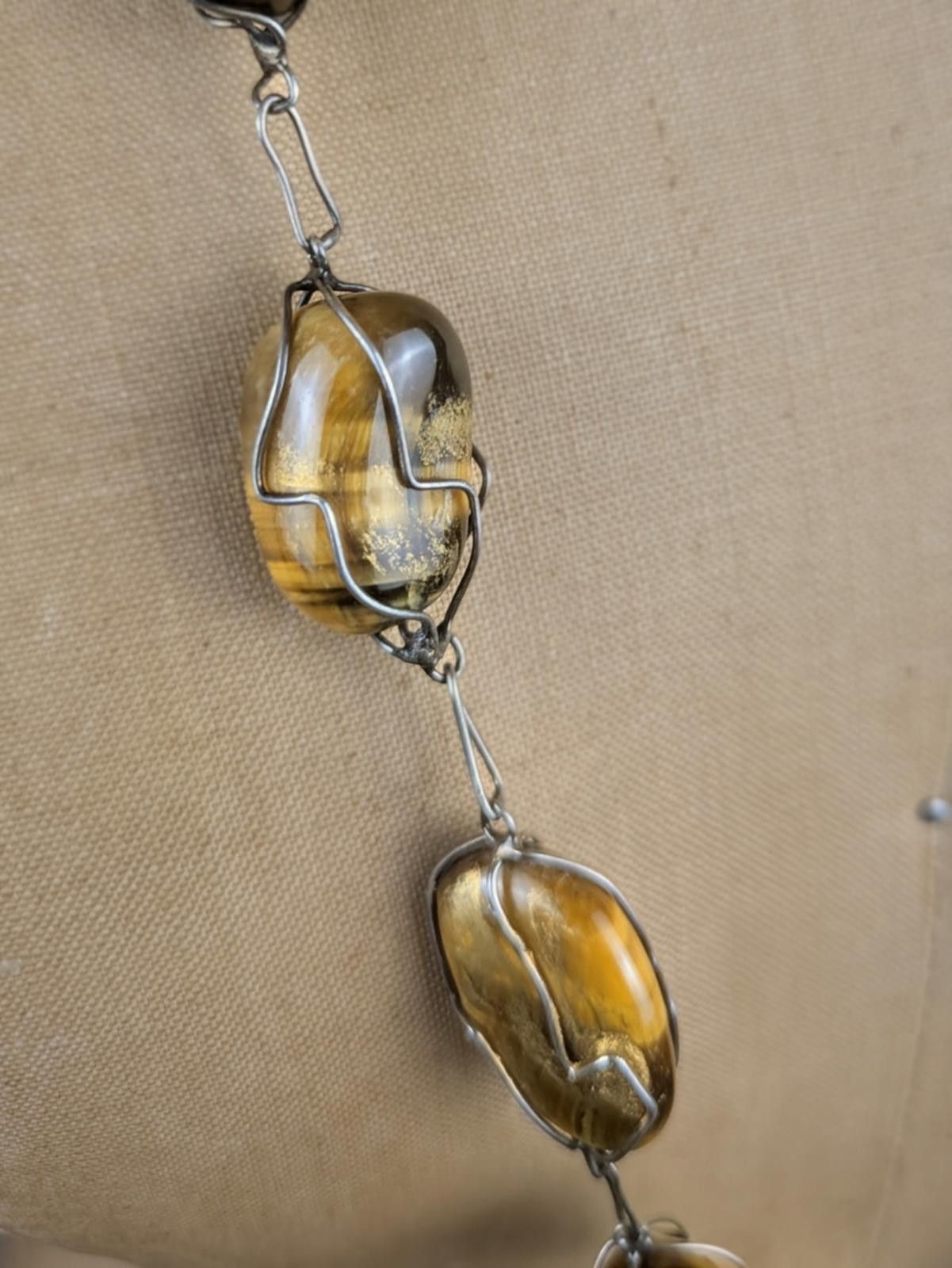 Other 1970's tigers eye sterling silver long necklace Size ONE SIZE - 4 Thumbnail