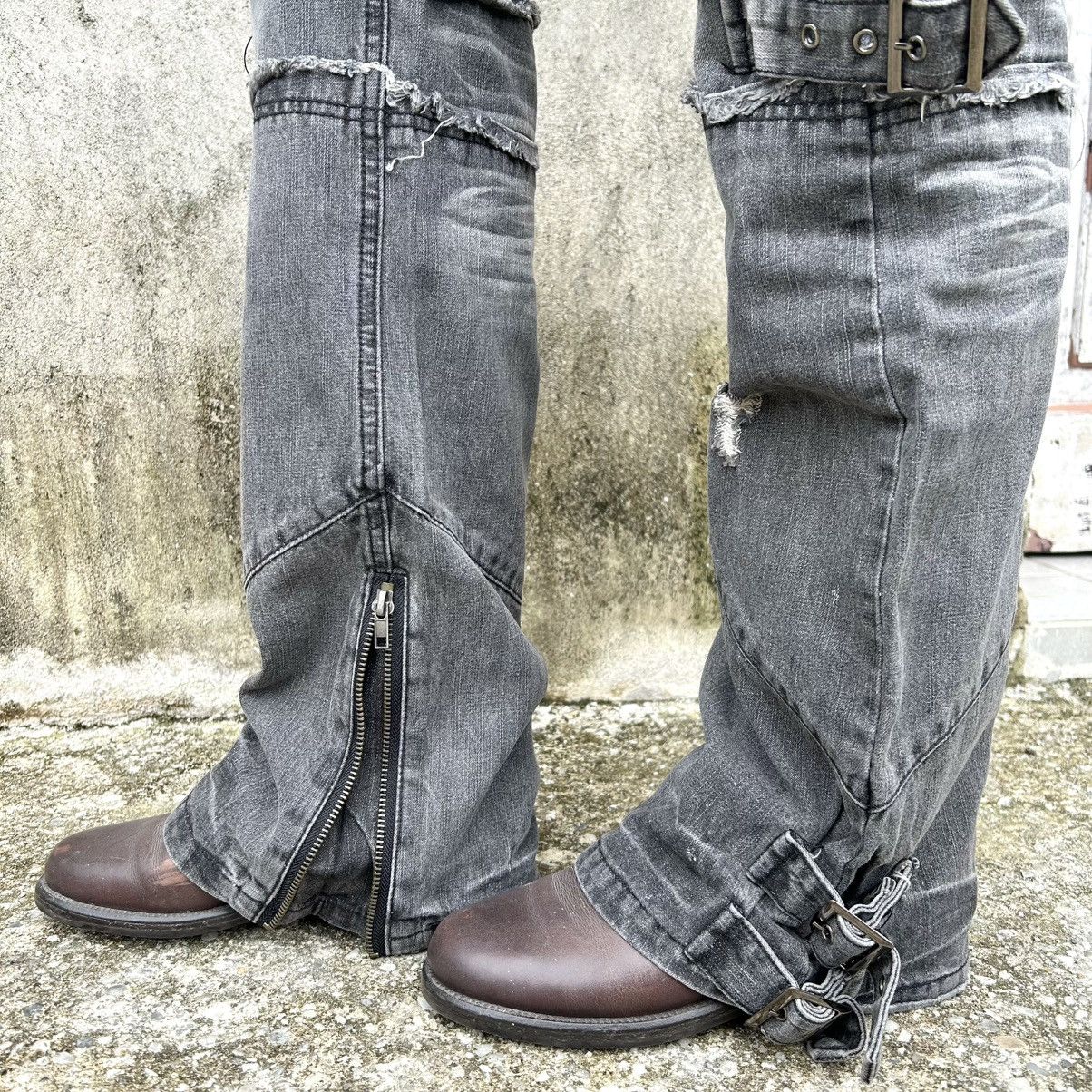 Japanese Brand Black Baccara Multizipper Distressed Bondage Flare Jeans Size US 30 / EU 46 - 11 Thumbnail