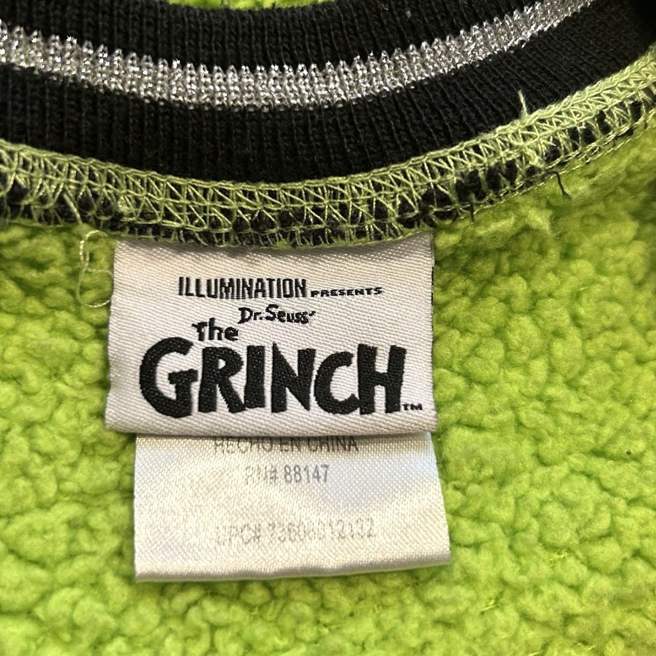 Vintage Sherpa The Grinch Dr Seuss Embroidered Fleece Christmas Sweater Pullover Large Green Unisex Adults Size L / US 10 / IT 46 - 5 Thumbnail