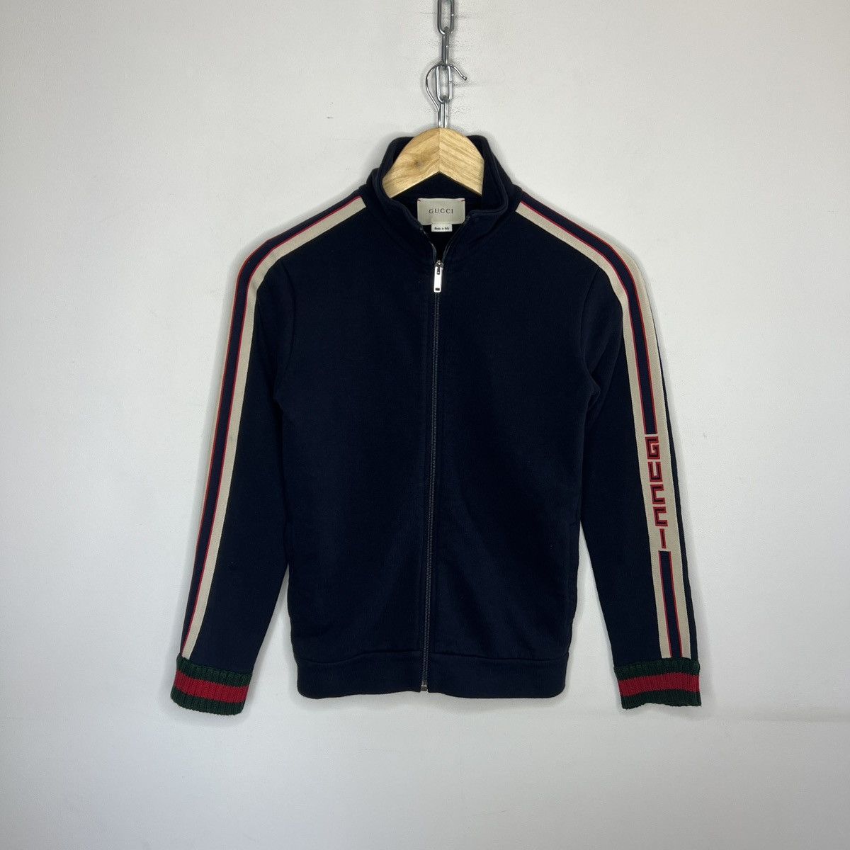 Gucci Gucci Sweatshirt ZIP Navy Stripe Sleeve Size XS / US 0-2 / IT 36-38 - 1 Thumbnail