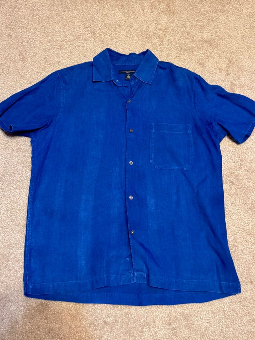 Banana Republic Mens Navy Blue Banana Republic Linen Buttondown Sz-Sm Size US S / EU 44-46 / 1 - 2 Thumbnail