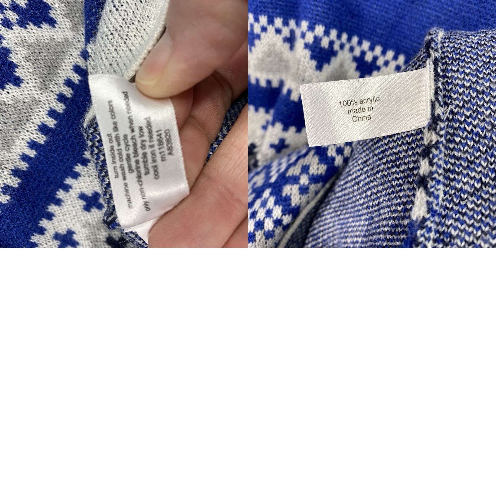 Vintage Lane Bryant Poncho Sweater 18/20 Relaxed Geometric Blue Knit Pullover Women Fall Winter Polo? Size XXL / US 16-18 / IT 52-54 - 8 Thumbnail