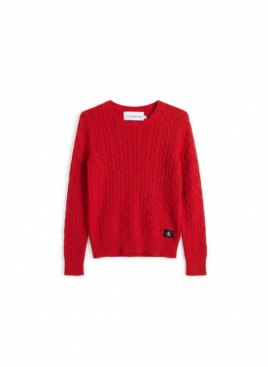 Other Calvin Klein Jeans Red Cable Knit Crewneck Sweater Size S Size US S / EU 44-46 / 1 - 2 Thumbnail