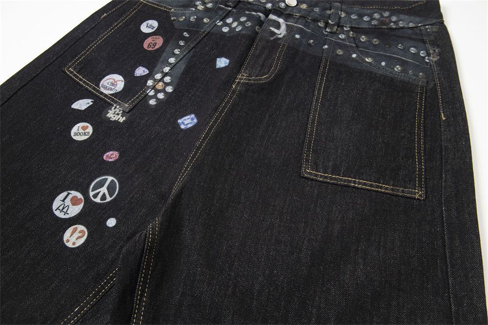 Japanese Brand × Vintage Hip-hop trend punk print rivet denim shorts y2k Size US 32 / EU 48 - 5 Thumbnail