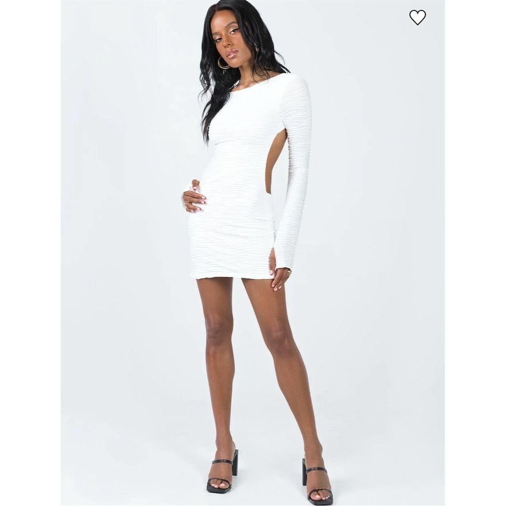 white dress with blue accents Aubree Midi Dress - White Blue