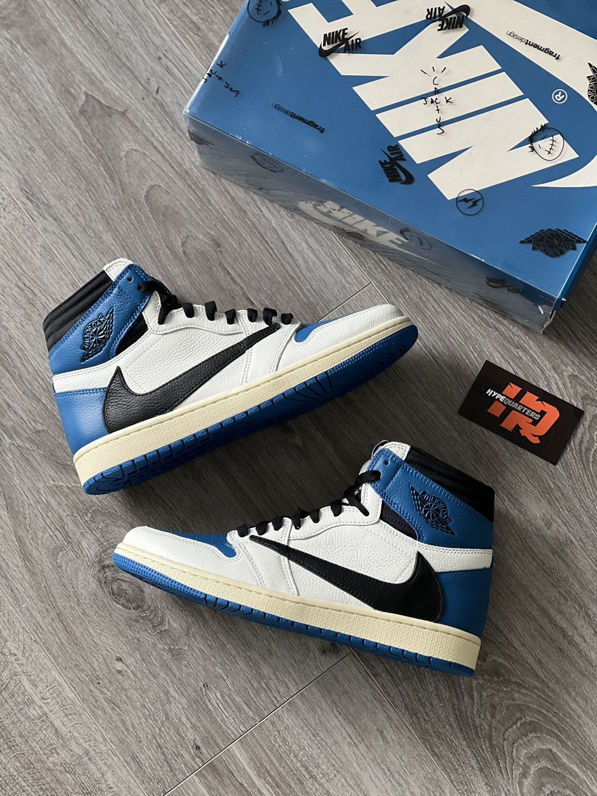 image of Travis Scott X Fragment Jordan 1 High Sp Size 9Us Shoes in Black/Blue, Men's