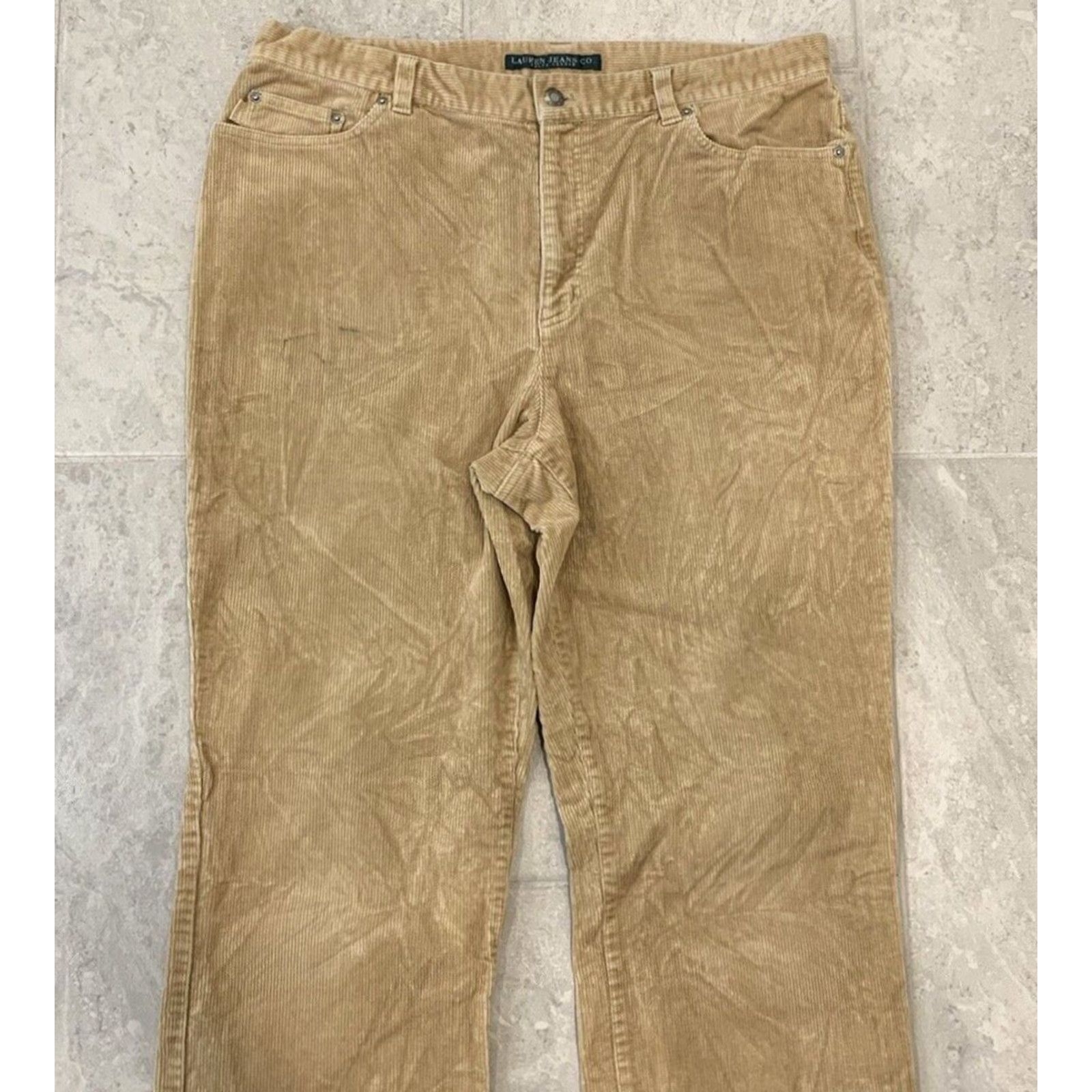 Ralph Lauren Lauren Ralph Lauren Jeans Co. Women’s 14 Tan Classic Straight Leg Corduroy Pants 34x30 Size 36" / US 14 / IT 50 - 3 Thumbnail