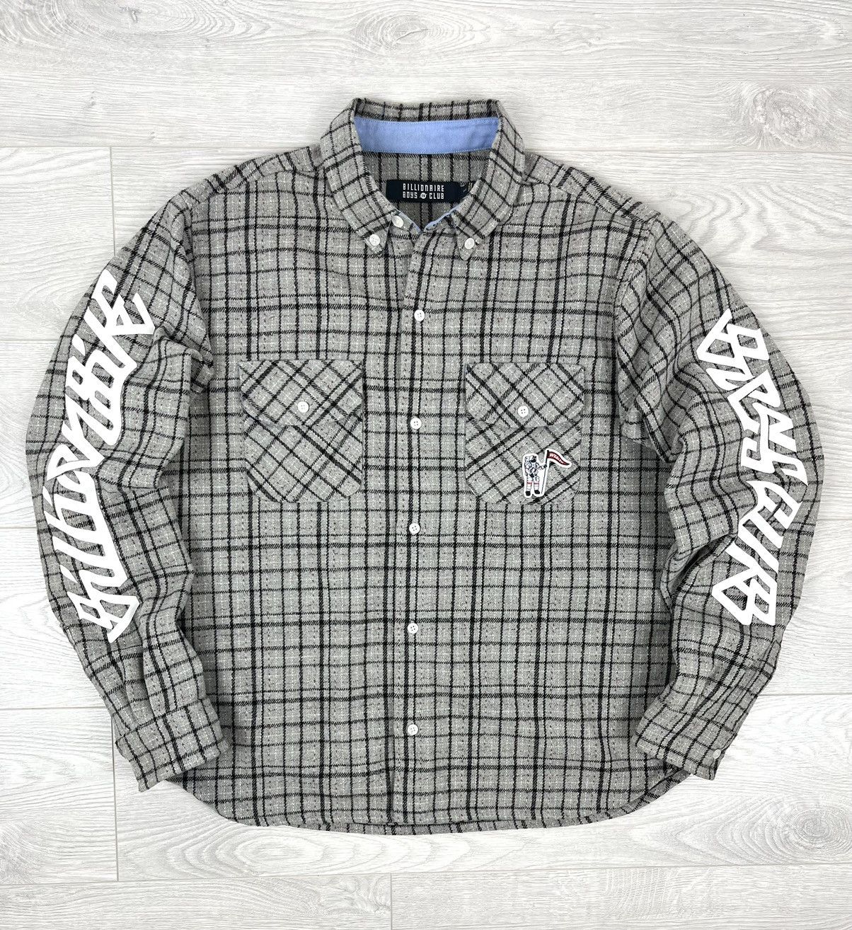 image of Billionaire Boys Club Ice Cream Heavy Flannel Shirt in Grey, Men's (Size XL)