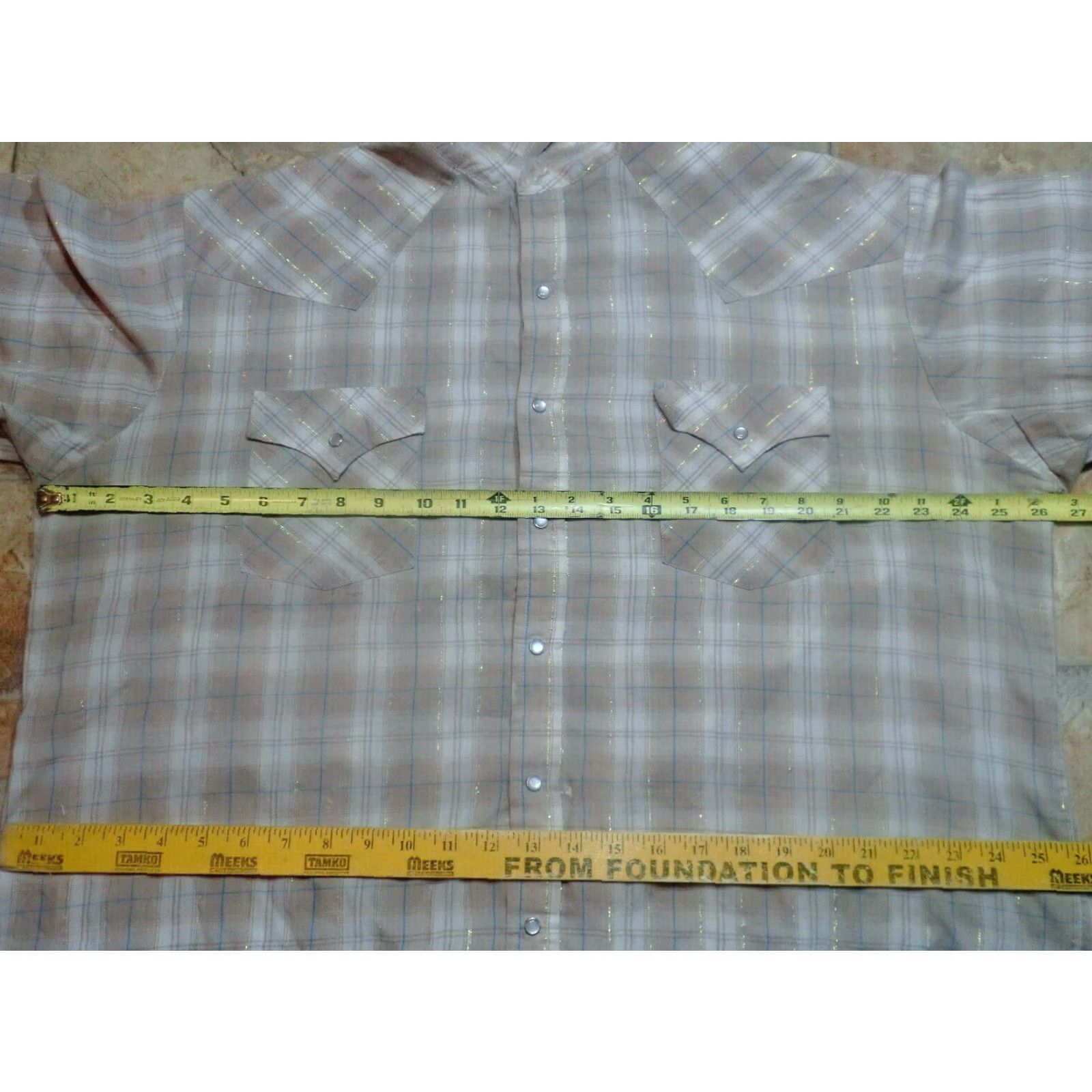 Vintage VINTAGE Plains Western Wear Cowboy Shirt XL Brown Plaid Metallic Thread Snap Closure Rockabilly Mens Size US XL / EU 56 / 4 - 6 Thumbnail