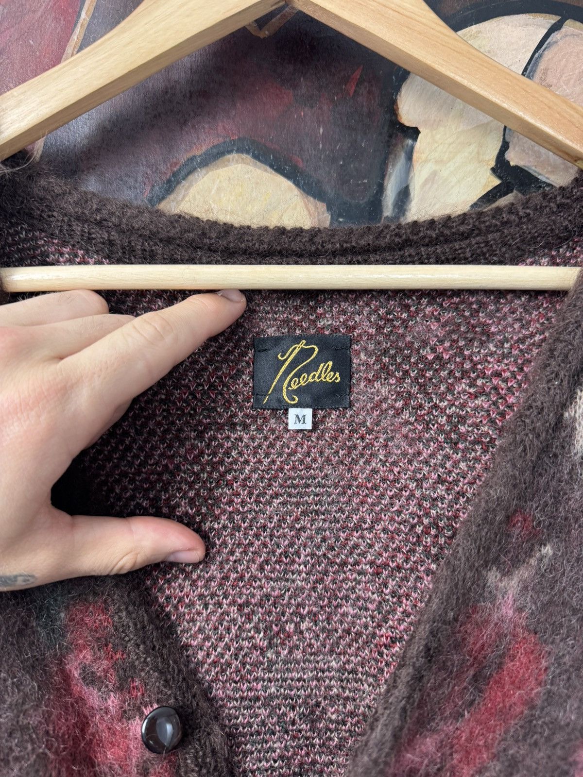Needles Needles Mohair Cardigan Sweater Japanese Roses Japan Size US M / EU 48-50 / 2 - 3 Thumbnail