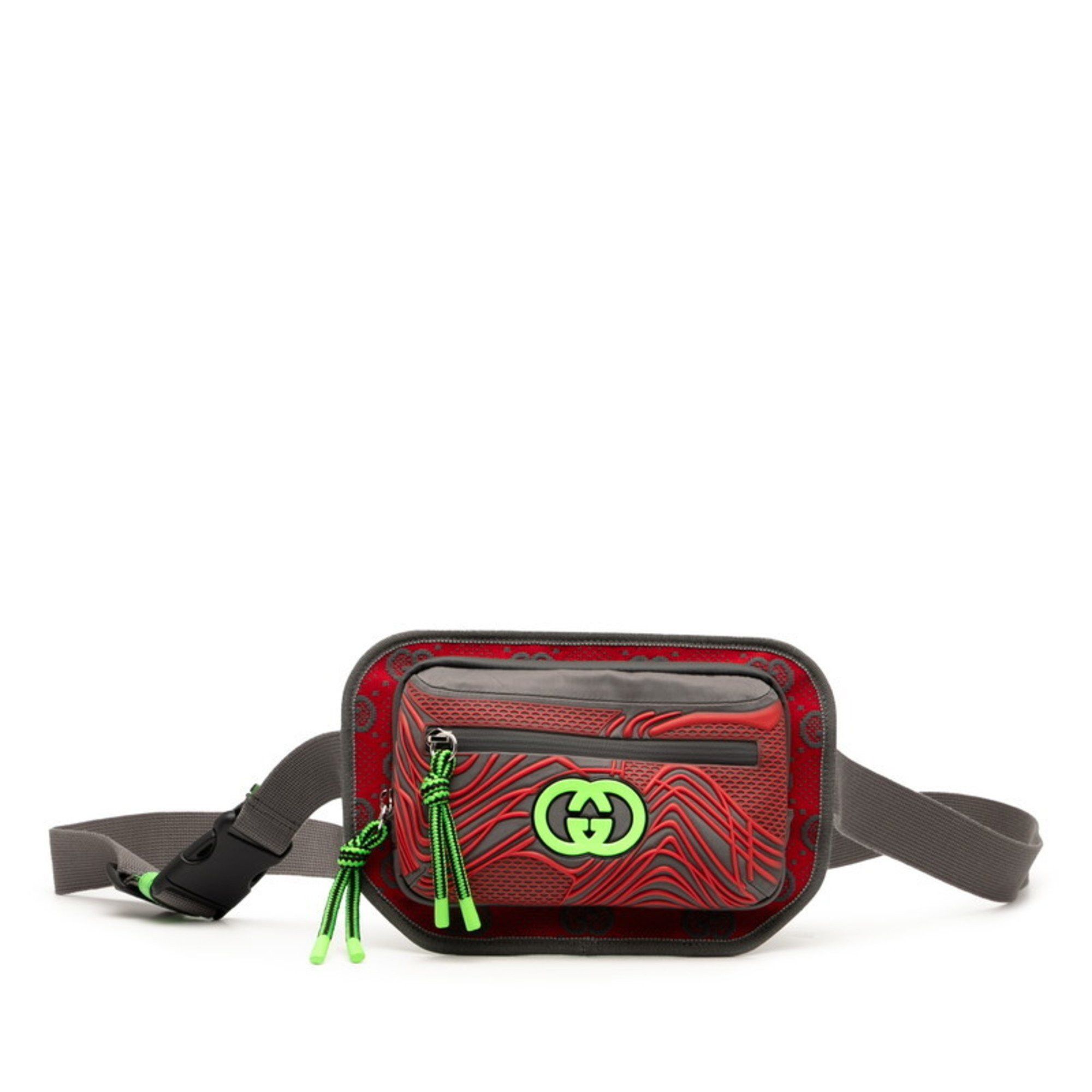Gucci Gucci GG Nylon Body Bag/Waist Bag 752102 Gray, Red, Green, Nylon, Rubber, Women's GUCCI Size ONE SIZE - 1 Thumbnail