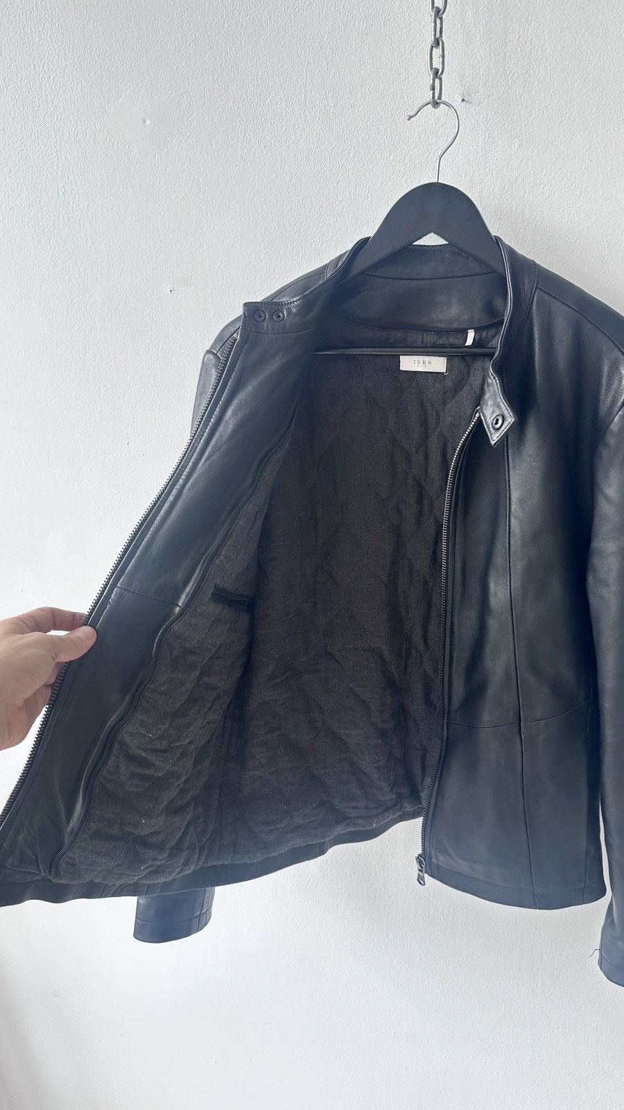 IKKS IKKS Lambskin Leather Jacket Cafe Racer Moto Biker Bomber L Size US L / EU 52-54 / 3 - 18 Thumbnail