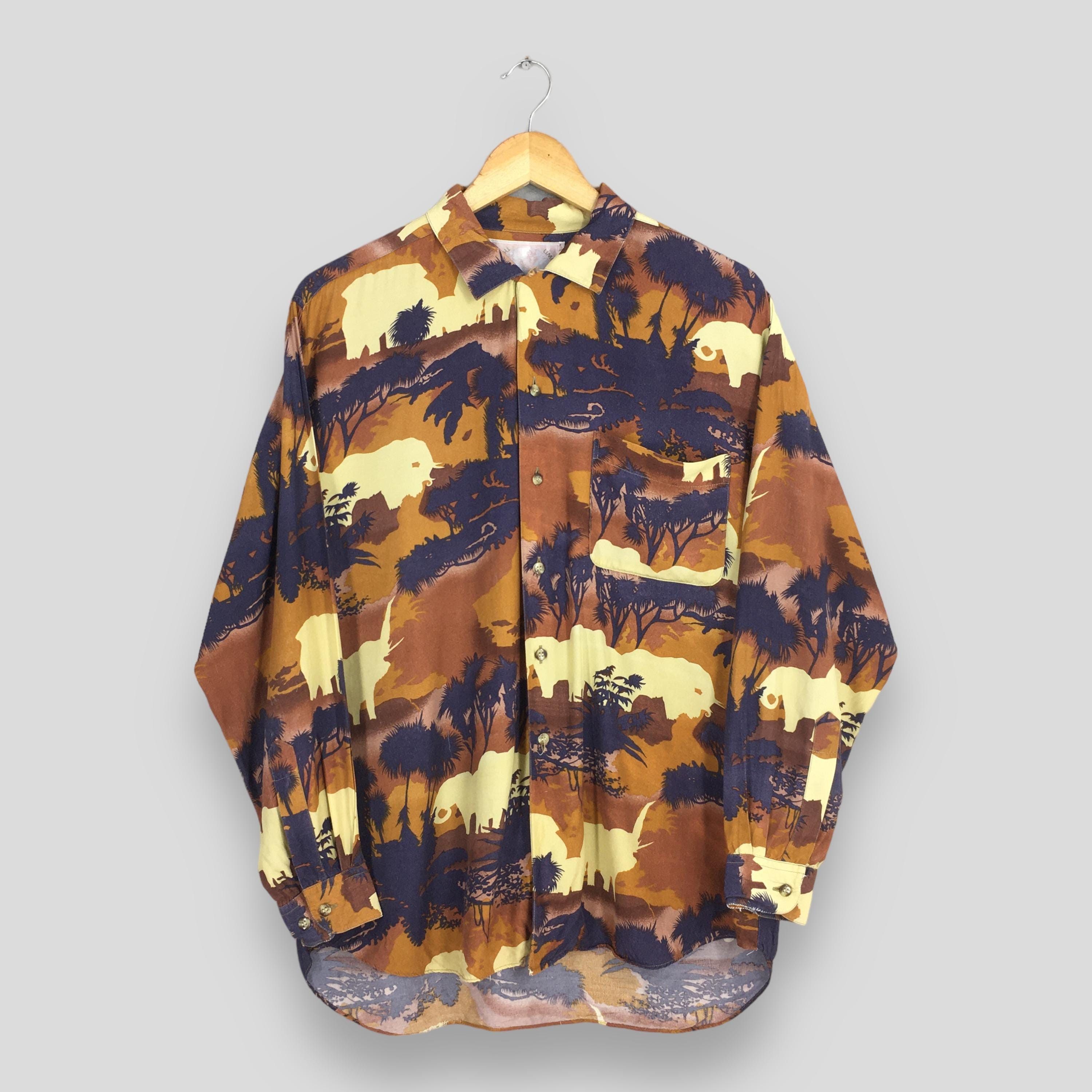 Flannel × Vintage Vintage 80s Jungle Abstract Rayon Shirt Large Size US L / EU 52-54 / 3 - 1 Thumbnail