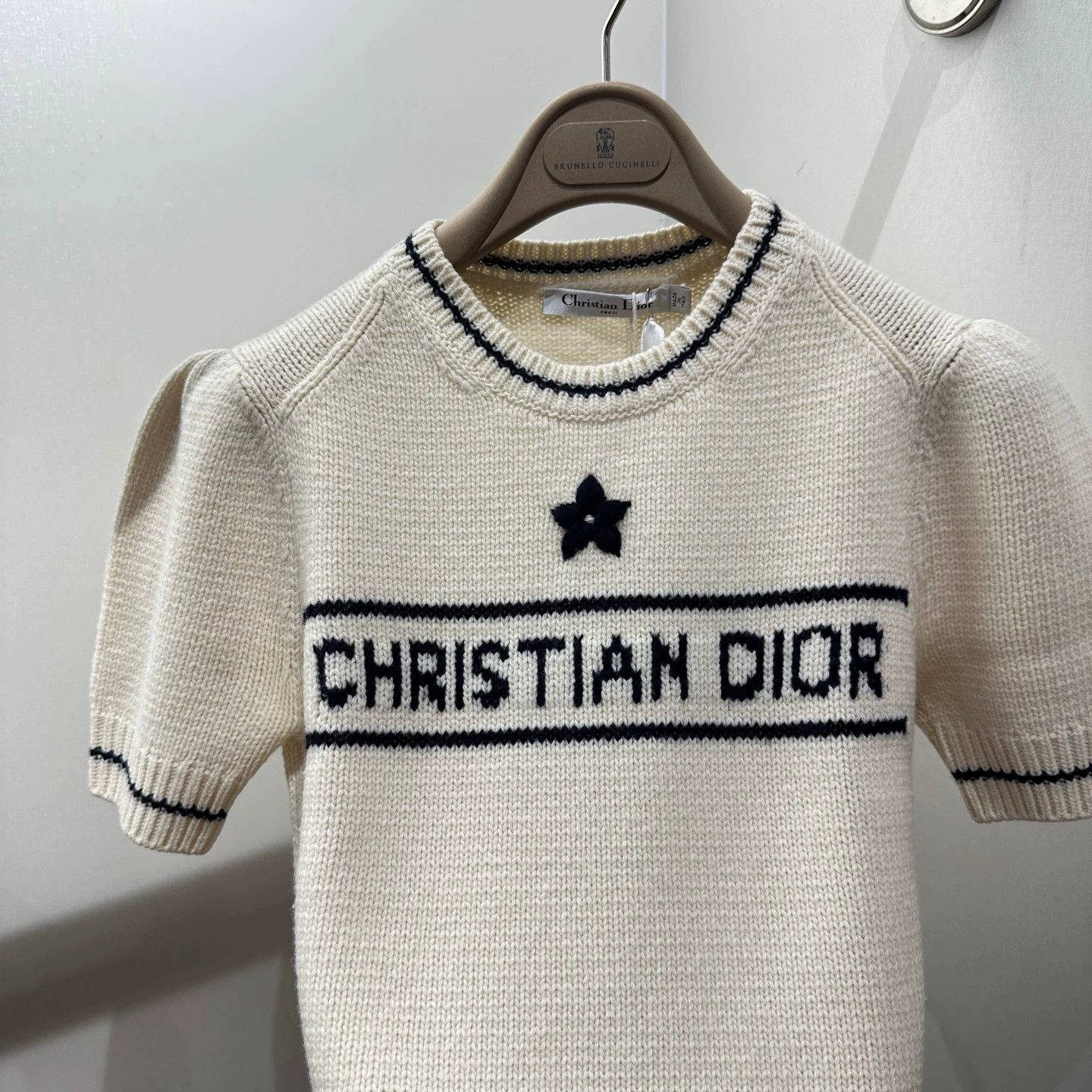 Christian Dior Monsieur Christian Dior apr125 Star & Letter Wool Short Sleeve Tee 36 Size XS / US 0-2 / IT 36-38 - 6 Thumbnail