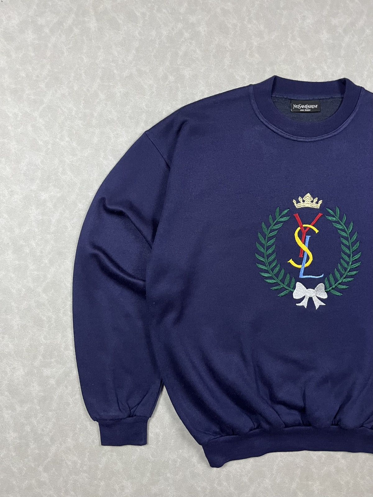 Yves Saint Laurent 90s YSL embroidery sweatshirt Size US M / EU 48-50 / 2 - 2 Thumbnail