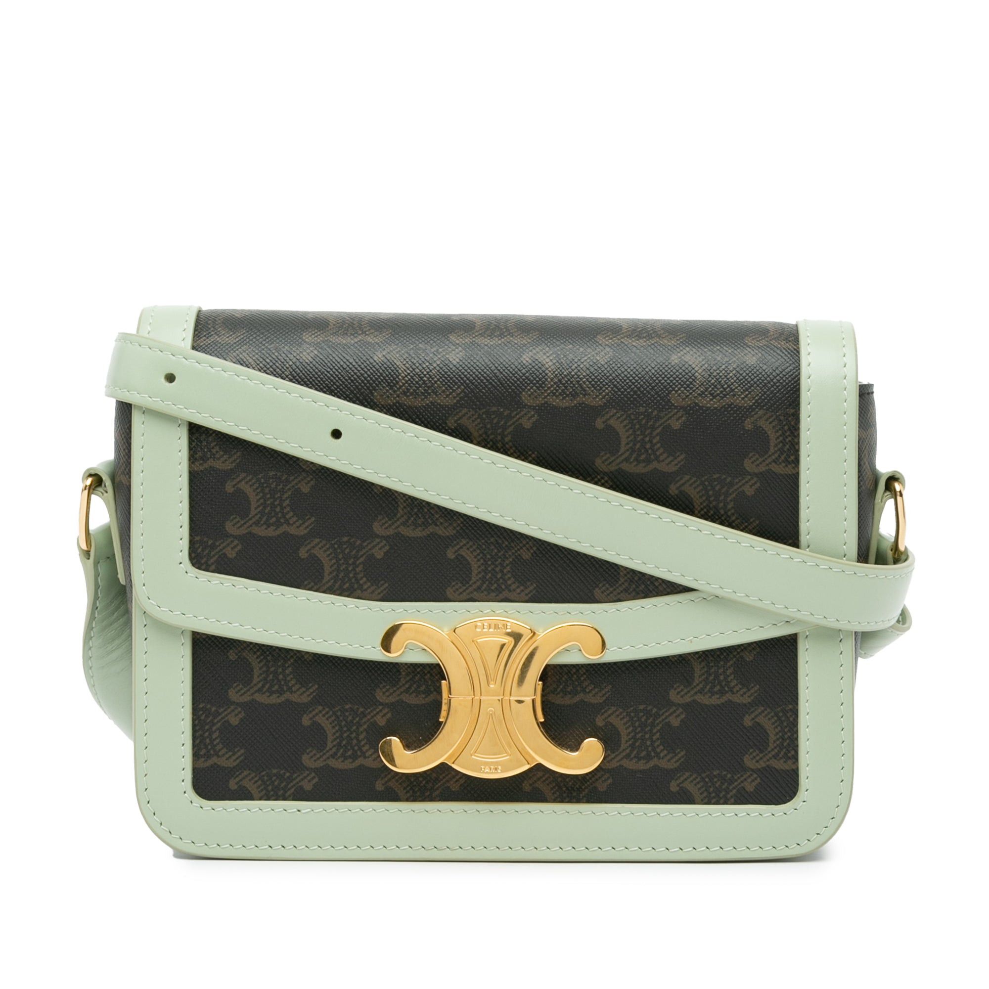 Celine Celine Teen Coated Canvas Triomphe Crossbody Brown Size ONE SIZE - 1 Thumbnail