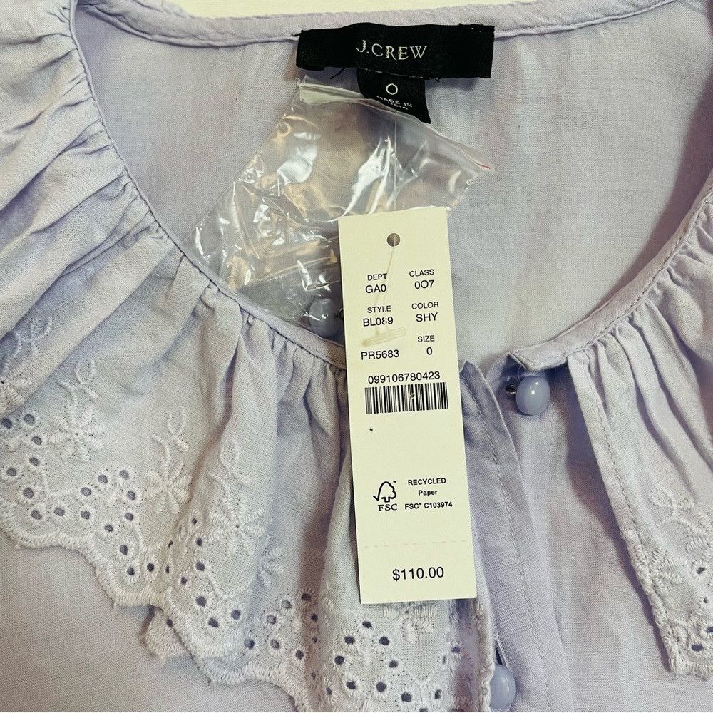 J.Crew NWT New $110 J.Crew Embroidered Ruffle-collar with Eyelet L Size XS / US 0-2 / IT 36-38 - 7 Thumbnail