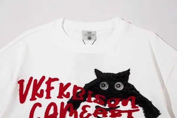 Japanese Brand Fukada x Kita Cat embroidery loose casual round neck T-shirt Size US L / EU 52-54 / 3 - 8 Thumbnail