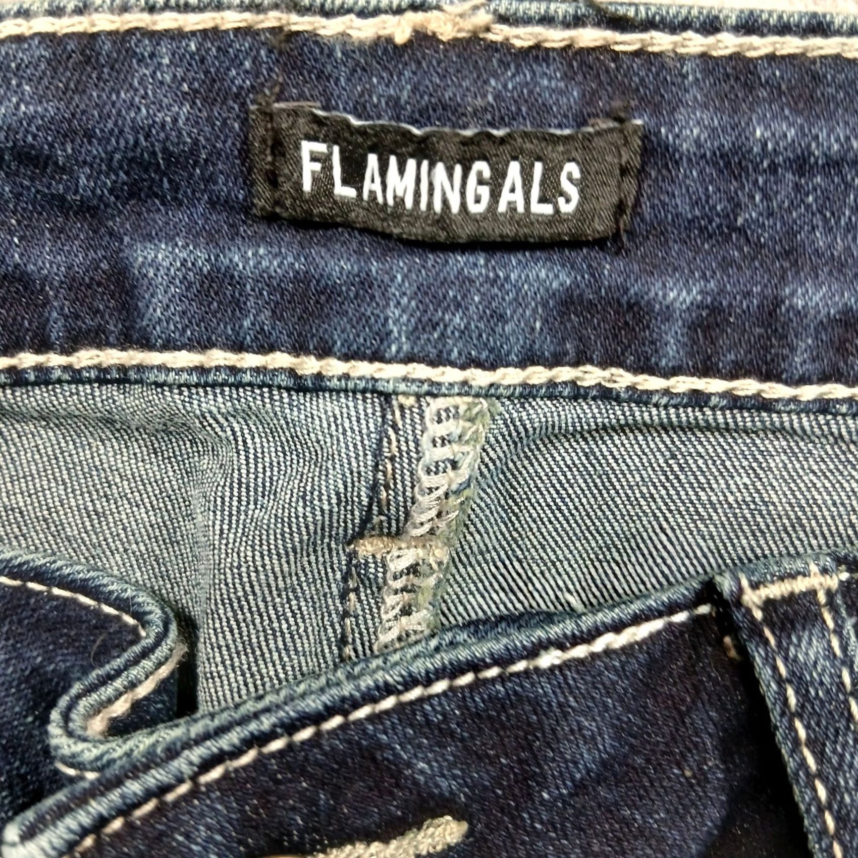 Vintage Flamingals High Rise Button Fly Straight Leg Jeans Womens Size M Blue EUC Size 32" / US 10 / IT 46 - 4 Thumbnail