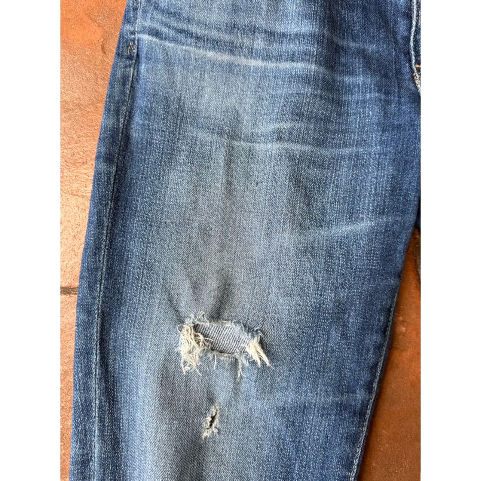 Vintage AG Adriano Goldschmied The Stilt Cigarette Roll-Up Jeans Women's 28 Distressed Jeans Size 28" / US 6 / IT 42 - 5 Thumbnail