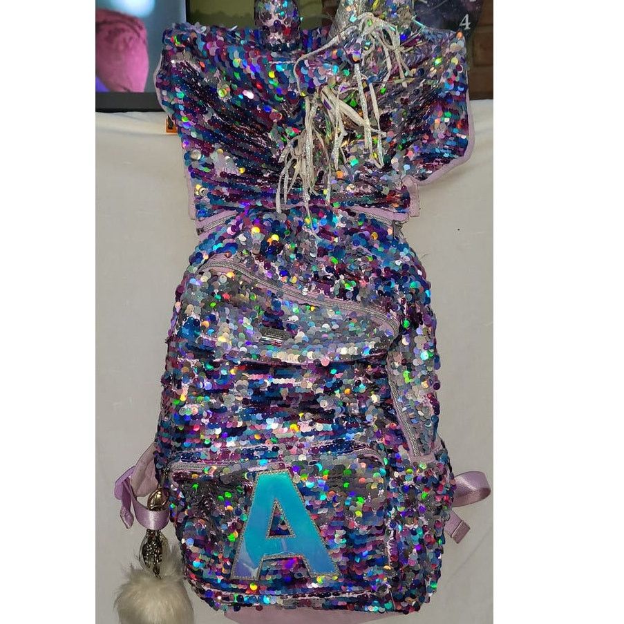 Other Justice Unicorn Flip Sequin Backpack Hood Initial “A” Bag Size ONE SIZE - 2 Thumbnail