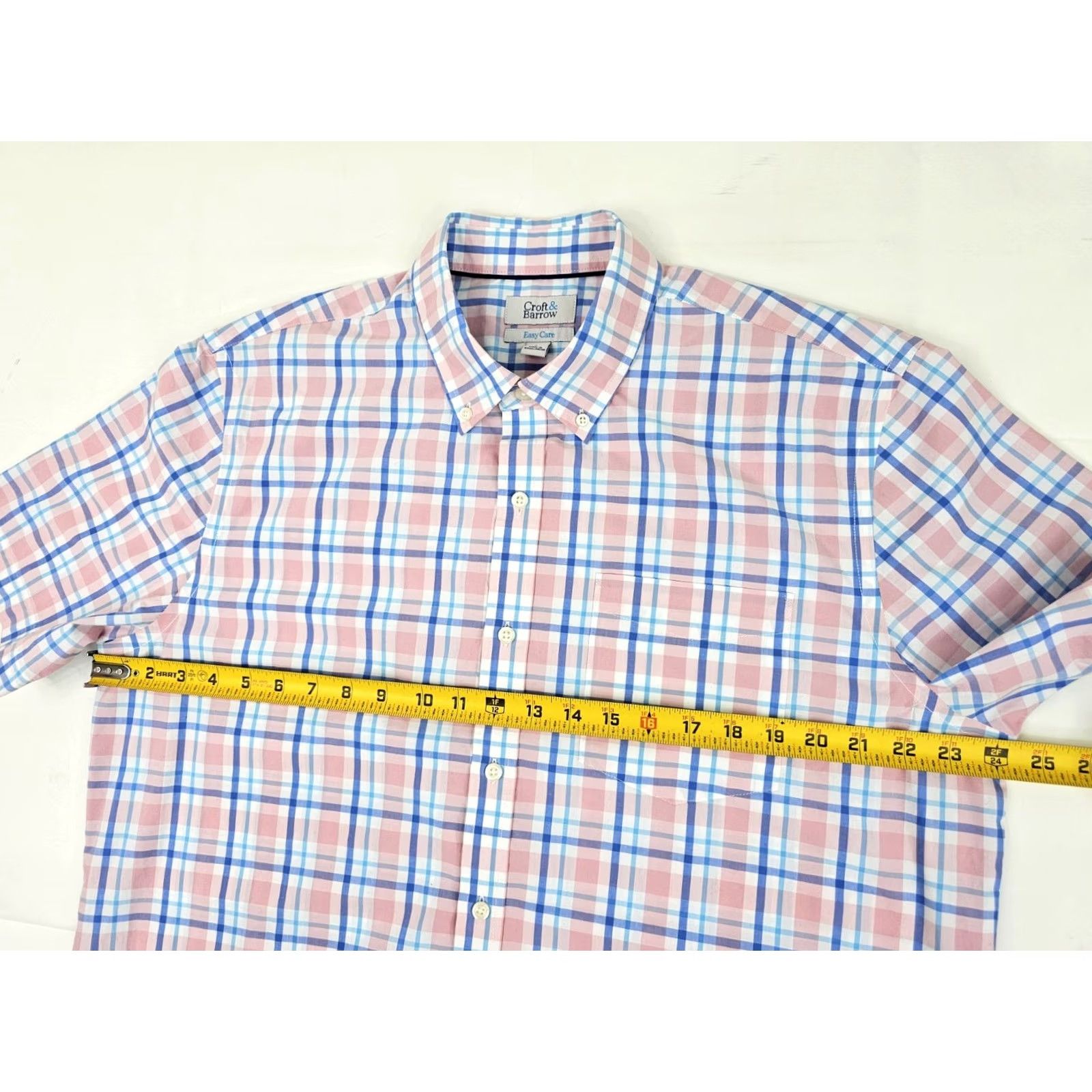 Croft & Barrow Croft & Barrow Easy Care Button Shirt Men L Pink / Blue Plaid EUC - Short Sleeve, Button-Front, Pocket, Cotton, Polyester, Classic Fit Size US L / EU 52-54 / 3 - 6 Thumbnail