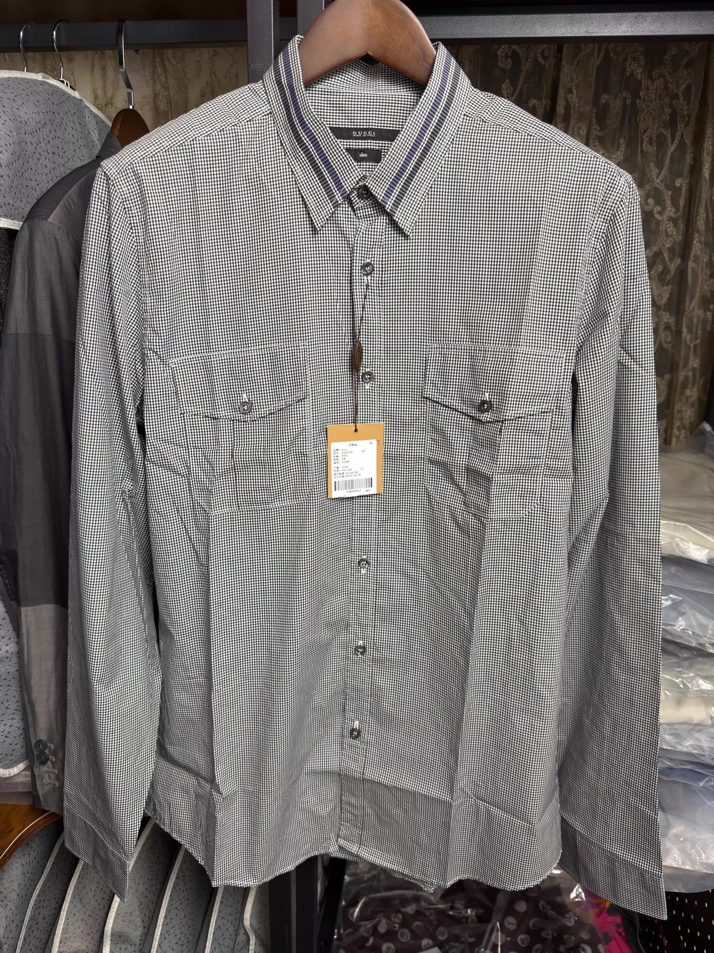 Gucci Gucci Slim Fit Checkered Cotton LS Shirt 42 IT Size US XL / EU 56 / 4 - 1 Thumbnail