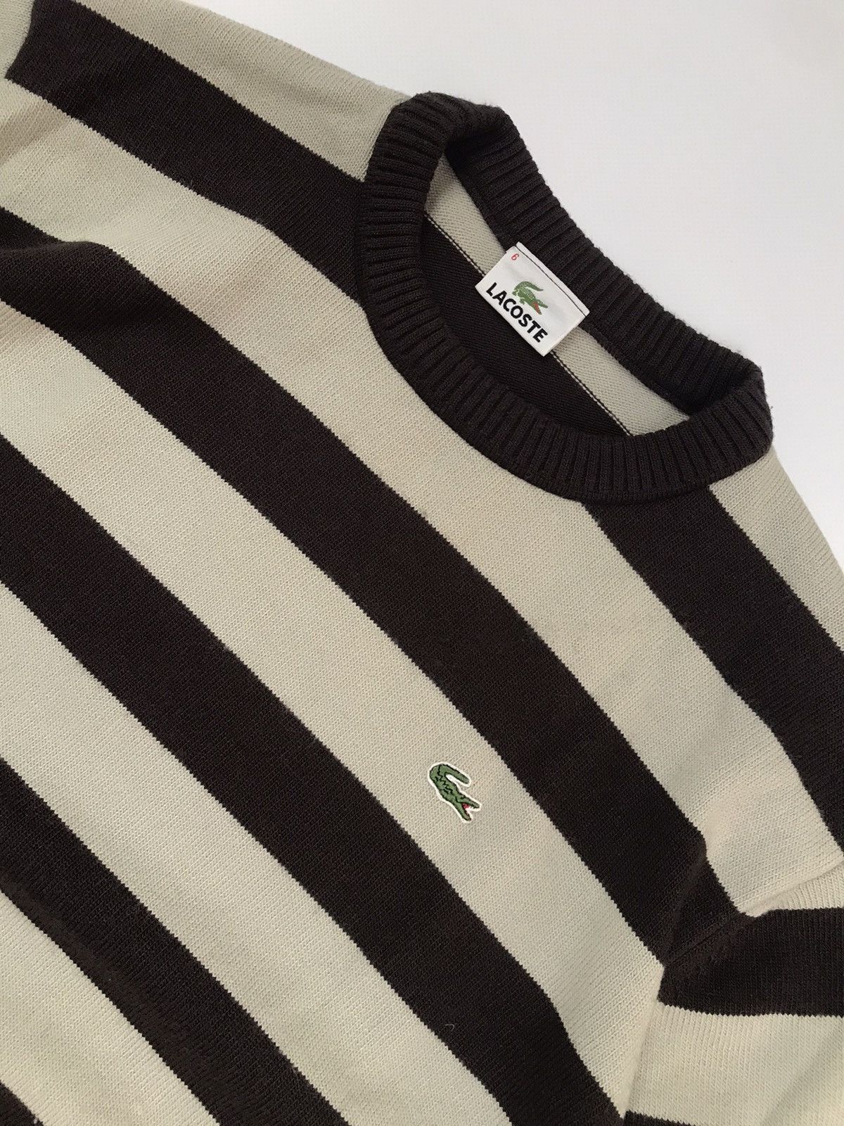 Lacoste × Vintage Mens Vintage Lacoste Stripped Knit Sweater Size US L / EU 52-54 / 3 - 1 Thumbnail