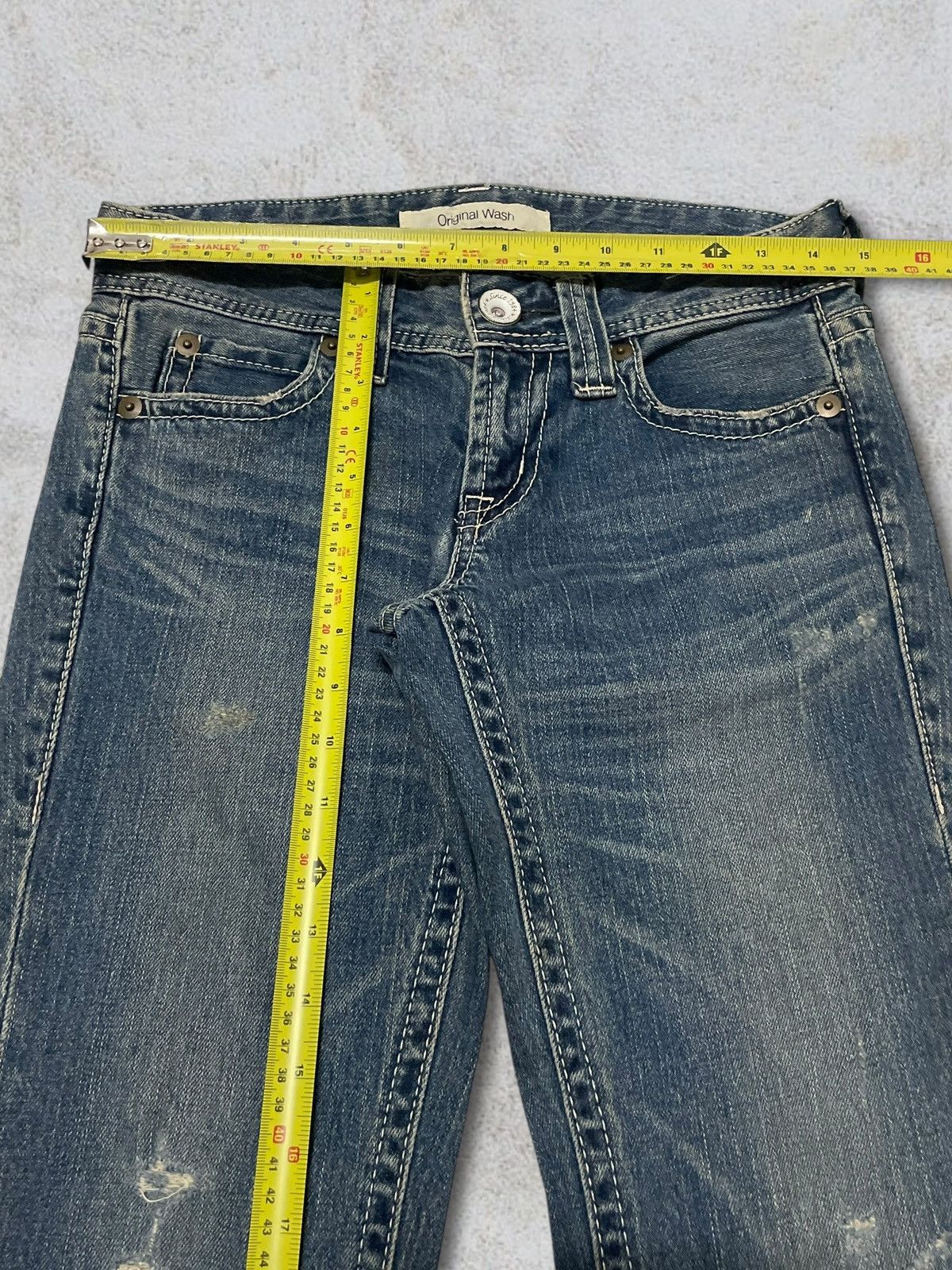 Marni × Uniqlo Vintage Y2k Uniqlo Blue Wash Women Ripped Flared Jeans Size 29" - 13 Thumbnail