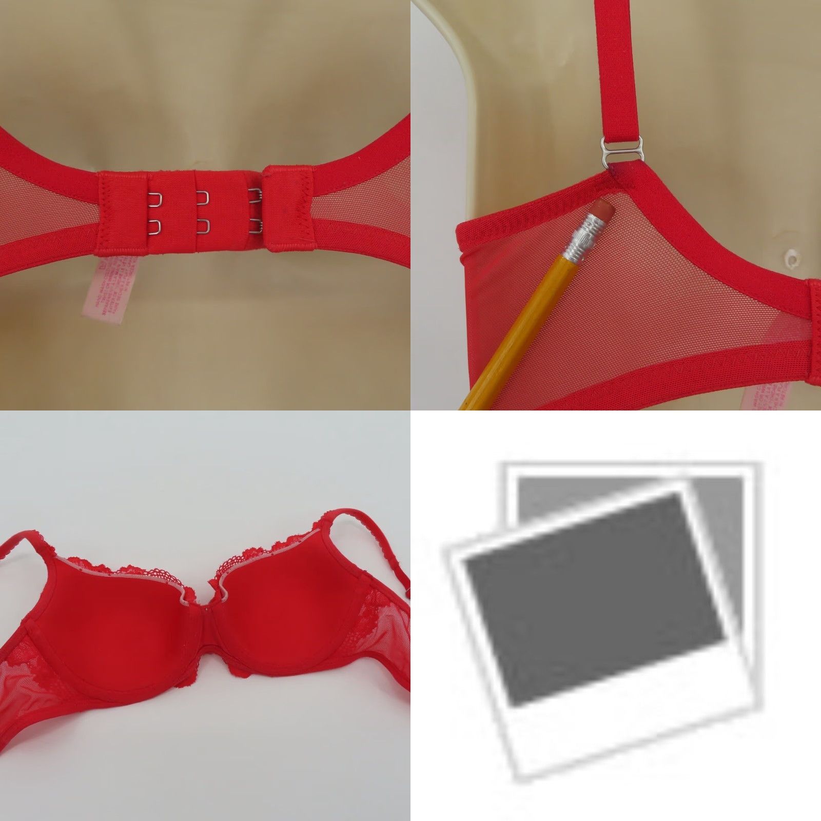 Victoria's Secret Victoria's Secret Body by Victoria Lined Demi Bra 32D Red Lace Rhinestone Bow Underwired Night/Noir? (Note: only original words) Size ONE SIZE - 8 Thumbnail