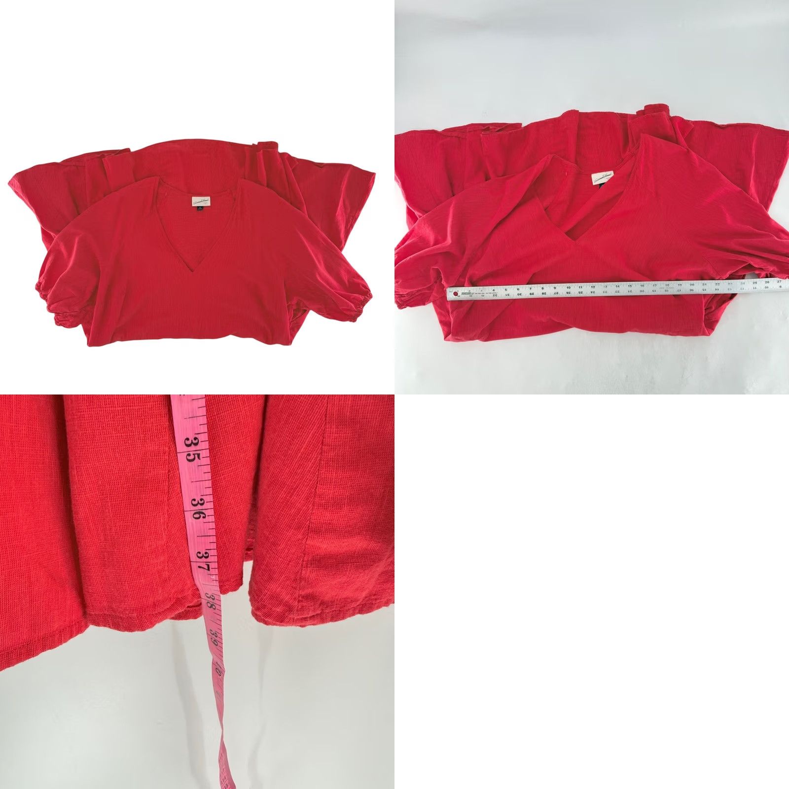 Vintage Universal Thread Dress Womens 2XL Red Neck Puff Sleeve Mini Cotton Rayon Pocketed Size XXL / US 16-18 / IT 52-54 - 8 Thumbnail