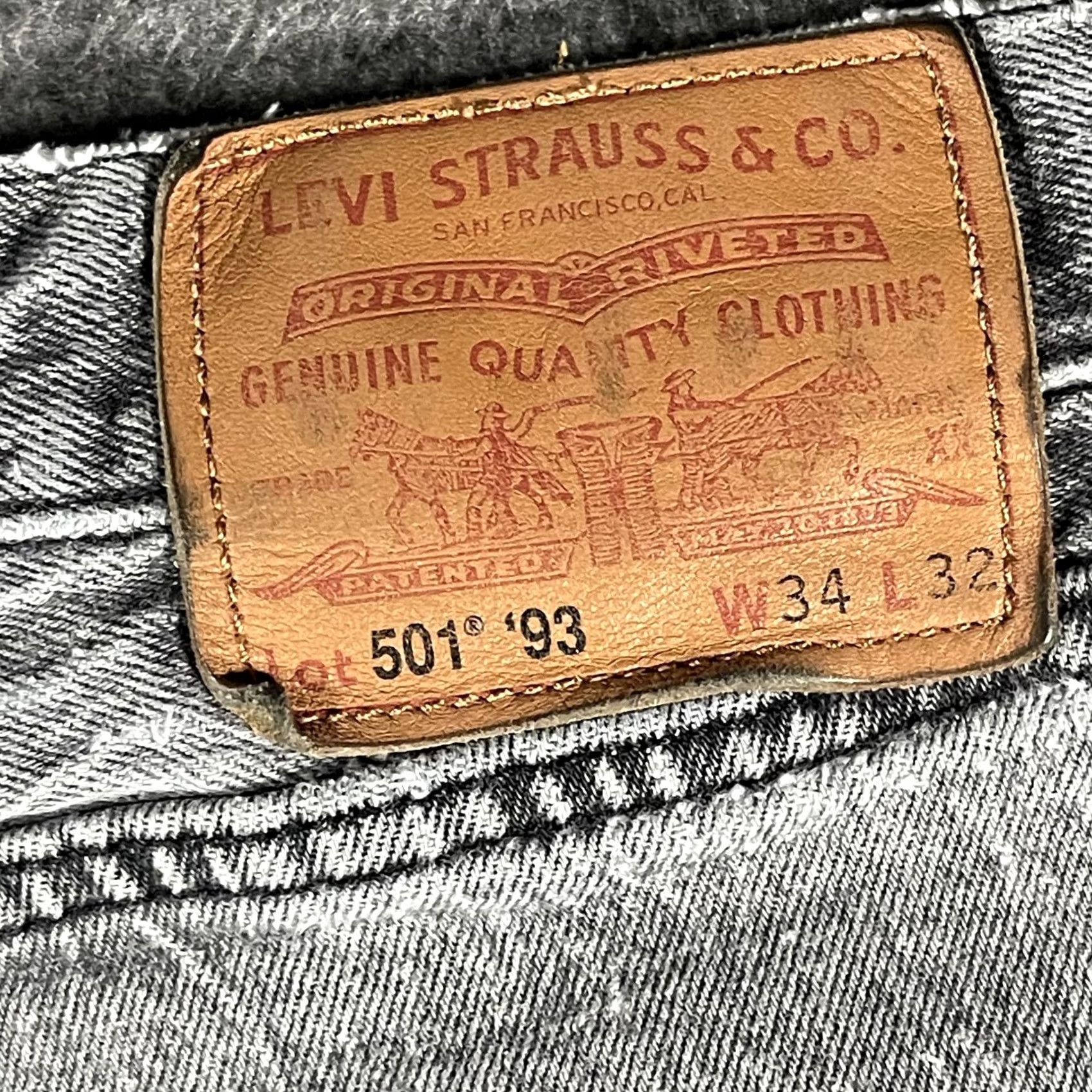 Levi's VINTAGE Levi's 501 '93 Mens Jeans 34x31 Gray Button Fly Straight Leg Denim Y2K Distressed Pockets Red Tab Leather Patch Size US 34 / EU 50 - 7 Thumbnail