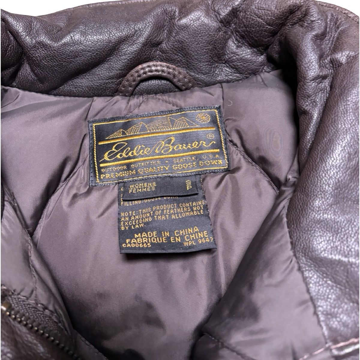 Eddie Bauer Vintage Eddie Bauer Faded Leather Down Puffer Jacket Small Size S / US 4 / IT 40 - 3 Thumbnail