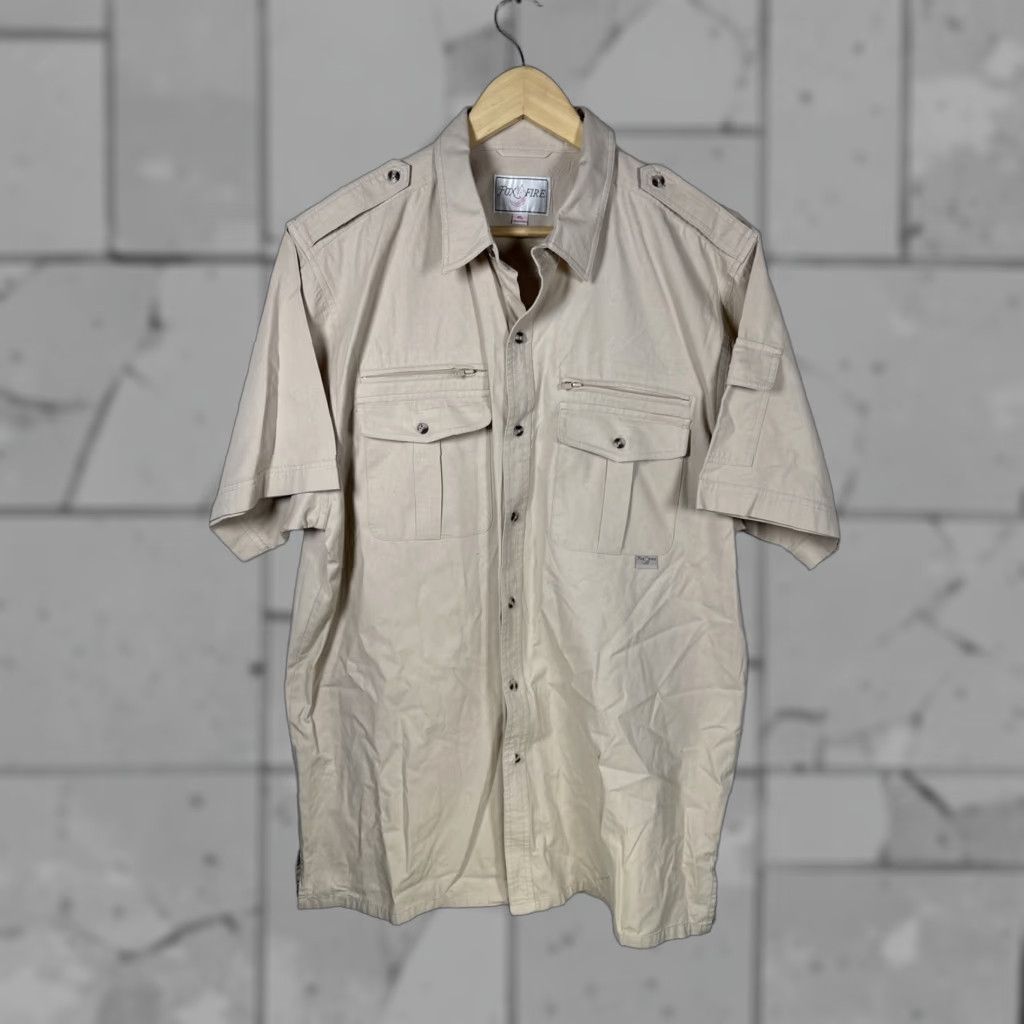 Vintage FOX FIRE Safari Travel Shirt Mens XL Brown Cotton with Zip Pockets Button up Size US XL / EU 56 / 4 - 1 Thumbnail
