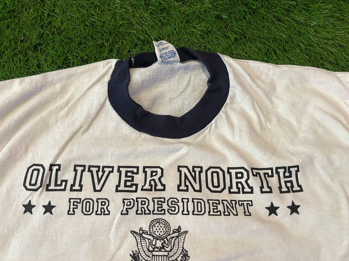 President's Vintage OLLIE NORTH FOR PRESIDENT Ringer T-Shirt 1980s Tee Size US XL / EU 56 / 4 - 5 Thumbnail