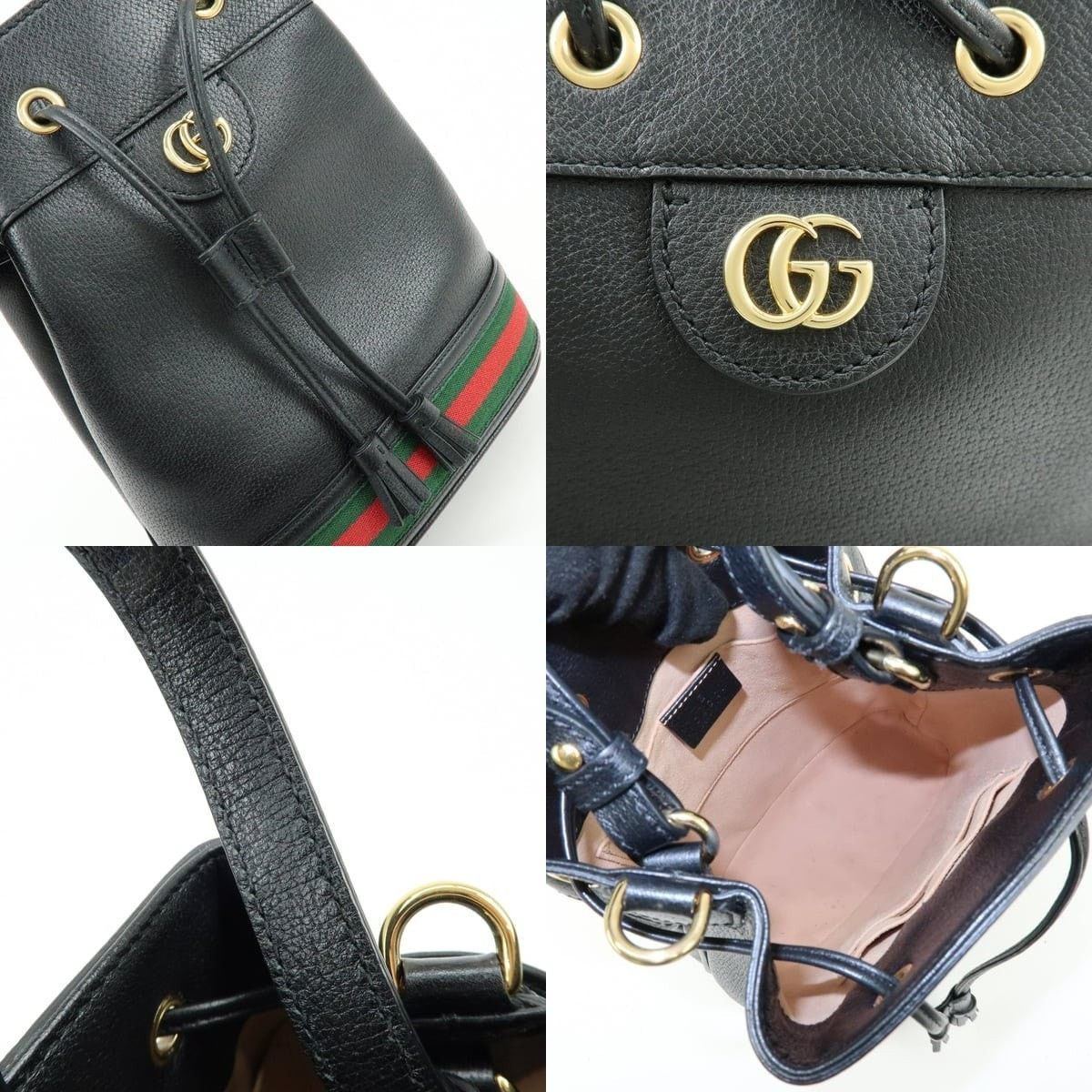 Gucci Gucci Ophidia GG Marmont Small Calfskin Bucket Bag Black Size ONE SIZE - 6 Thumbnail