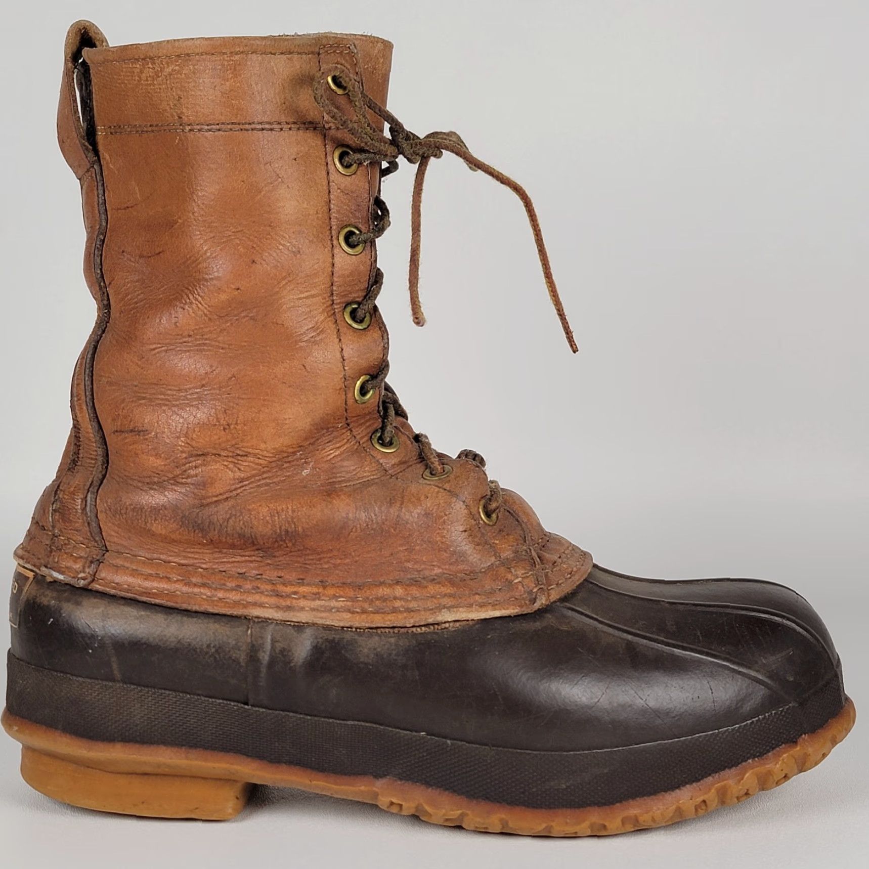 Vintage VTG 60s LL Bean Maine Hunting Bean Boots Vibram Made In USA Boots Mens US Size 10 Brown Leather Ivy Look Original Size US 10 / EU 43 - 3 Thumbnail