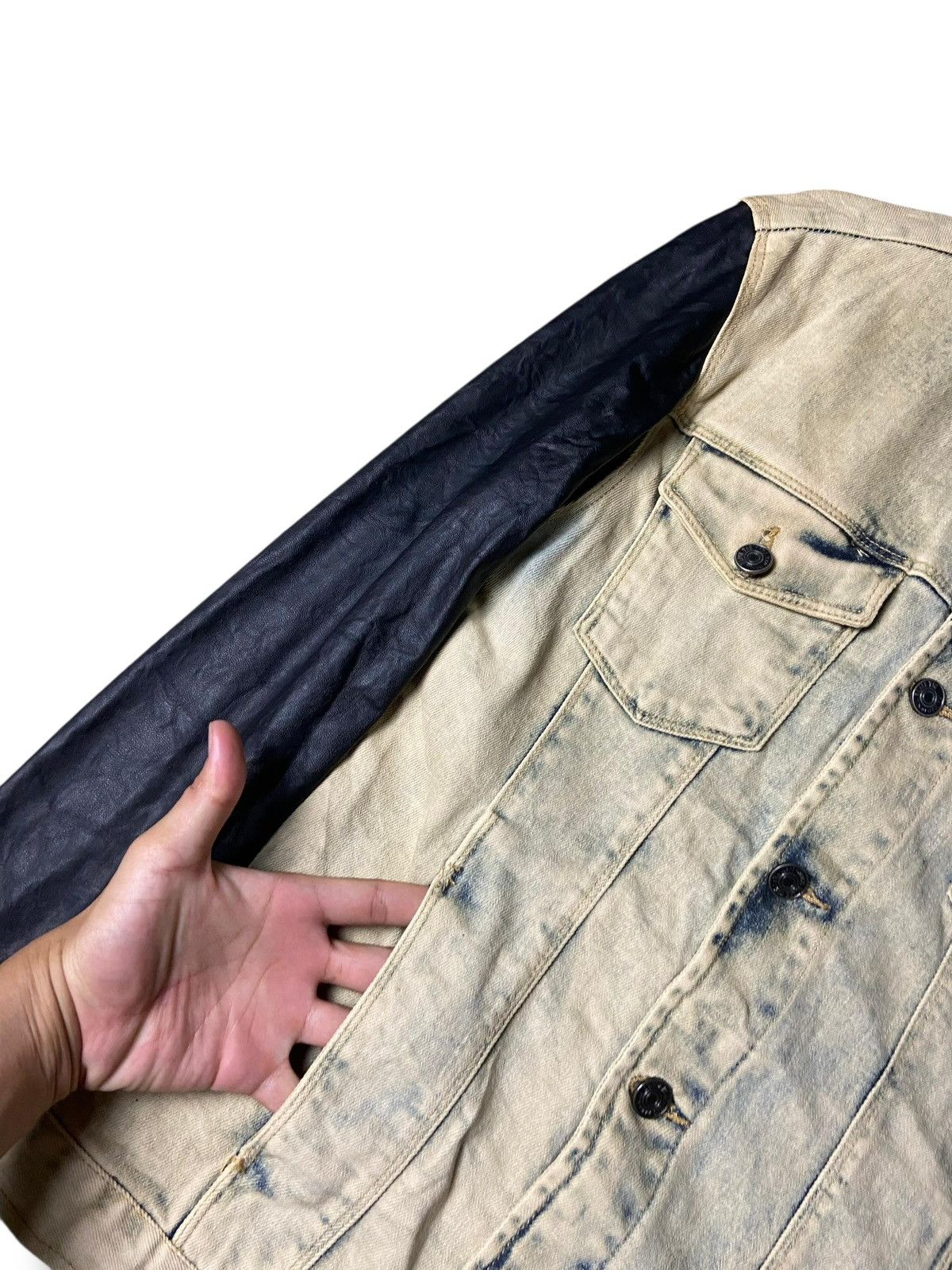 Zara Zara Man Couture Denim Jacket with Leather Sleeve (156) Size US M / EU 48-50 / 2 - 3 Thumbnail