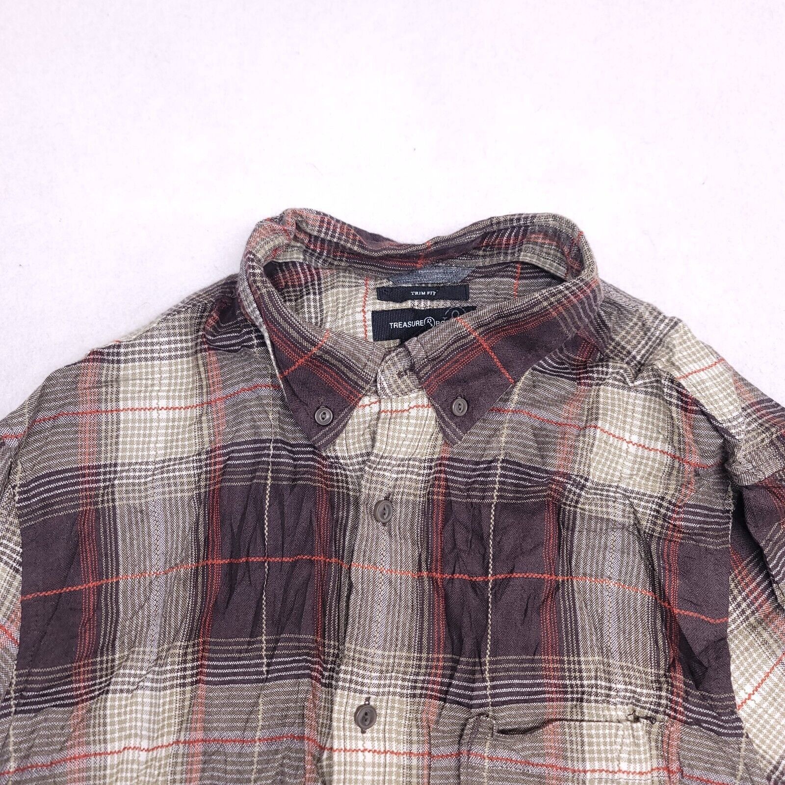 Treasure & Bond Treasure & Bond Tartan Flannel Shirt Men Size M Brown Orange Size US M / EU 48-50 / 2 - 1 Thumbnail