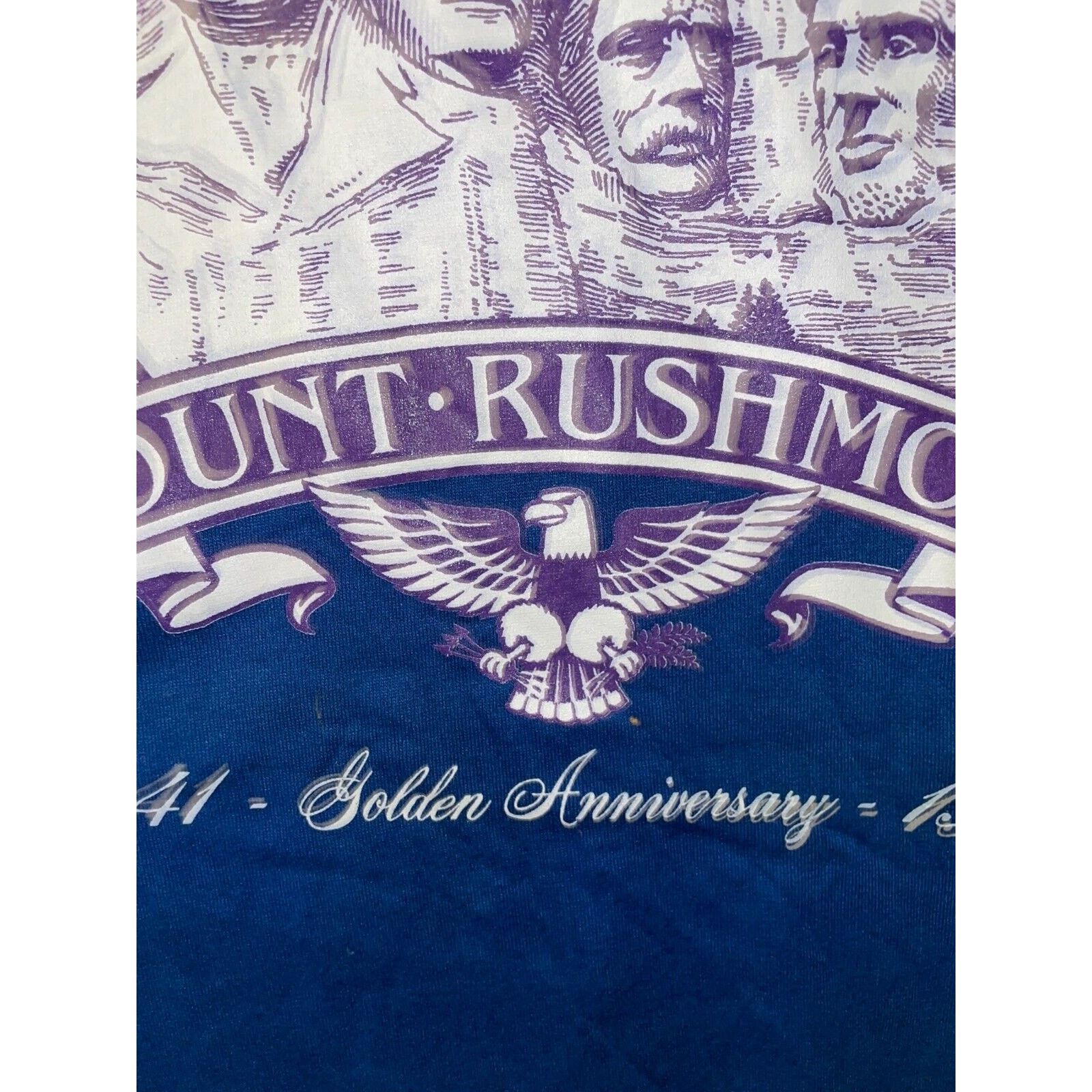 Jerzees Vintage Mount Rushmore Shirt Golden Blue Tee 90s 1991 L Size US L / EU 52-54 / 3 - 4 Thumbnail