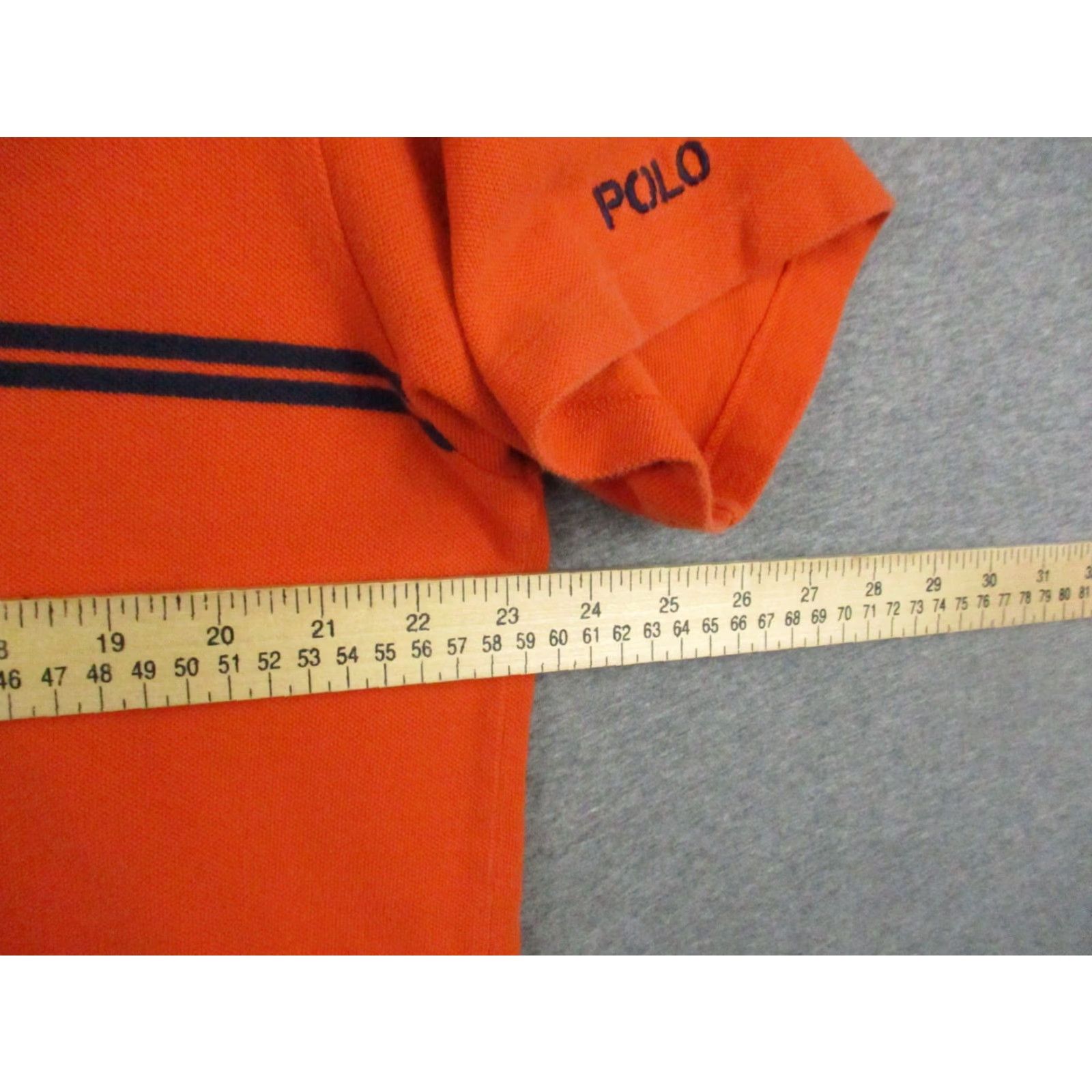 Polo Ralph Lauren Polo Ralph Lauren Shirt XL Men's Orange Blue Stripe POLO Logo Short Sleeve - Polo, Shirt, Men, XL, Orange, Stripe, Logo, Short Sleeve, Colorful, 90s? Size US XL / EU 56 / 4 - 7 Thumbnail