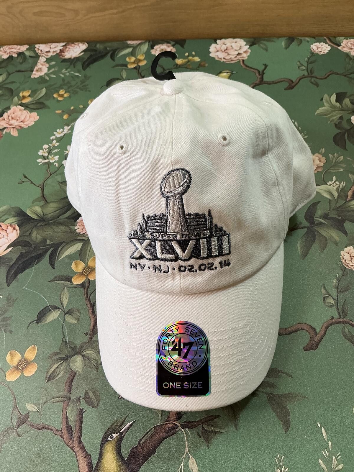 47 Brand Super Bowl XLVIII 2014 NFL 47 White Adjustable Hat Cap NY NJ Size ONE SIZE - 1 Thumbnail